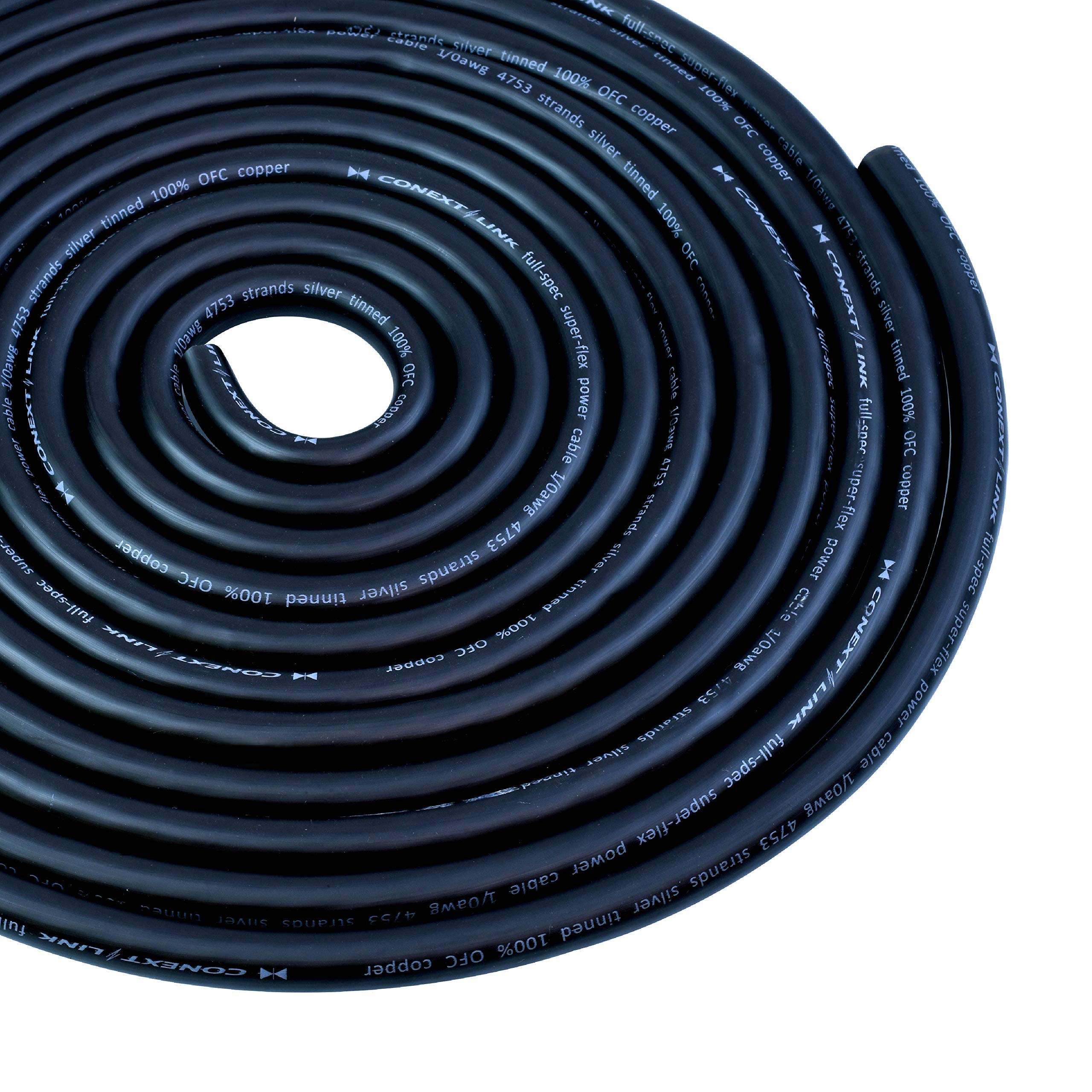 Conext Link 25Ft Full 1/0 Gauge Awg Power Cable Wire Tinned Ofc Copper Ground Frost Black (10059)