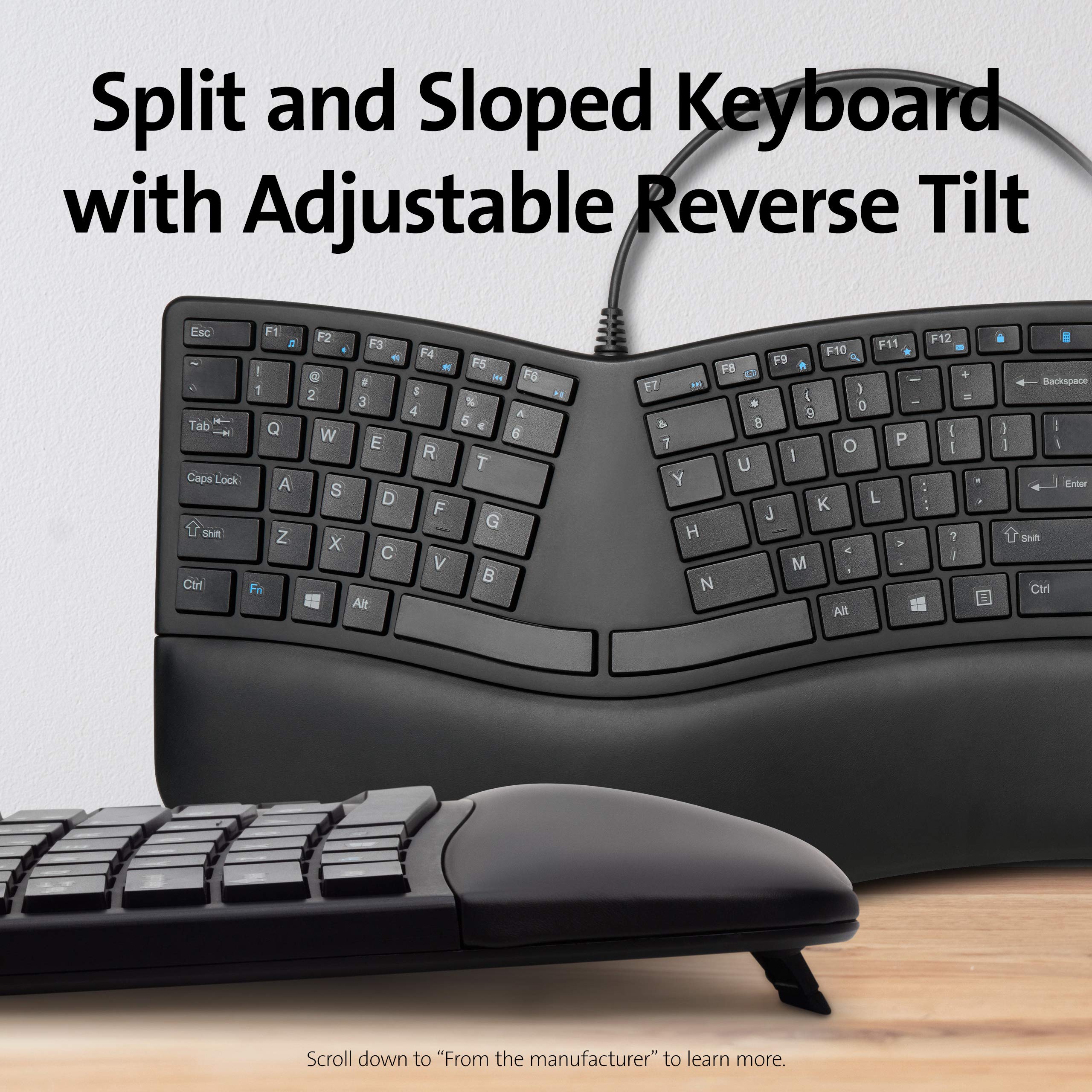Kensington Pro Fit Ergonomic Wired Keyboard  Black (K75400Us)