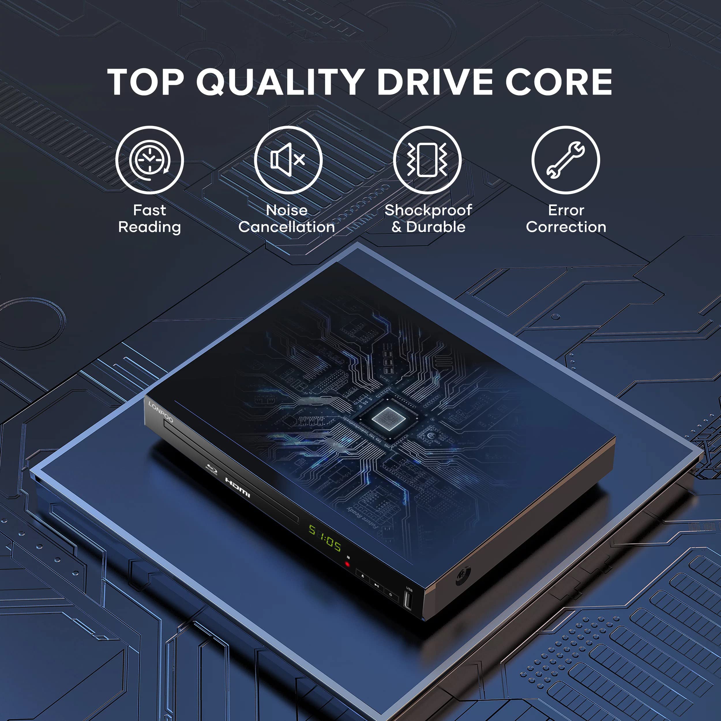 Blu Ray Dvd Player,Full Hd Blu Ray Disc Player With Metal Enclosure,Easy Hook Up And User Friendly, 1080P Home Theater Dvd Player With Hdmi Output, Support Hdd And Usb Playback