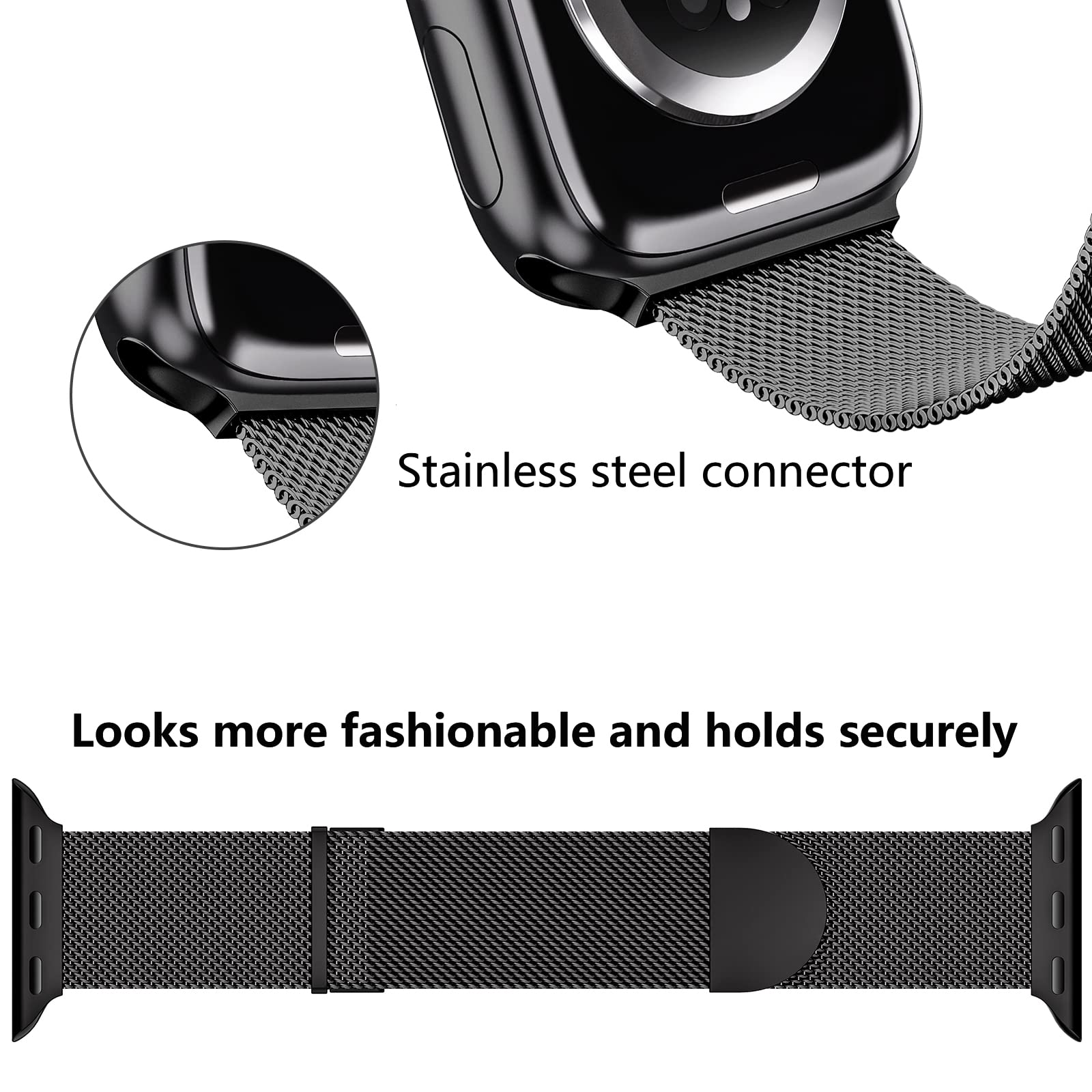 2 Pack Metal Magnetic Band Compatible With Apple Watch Bands 38Mm 40Mm 41Mm 42Mm 44Mm 45Mm 49Mm Women Men,Milanese Loop Stainles