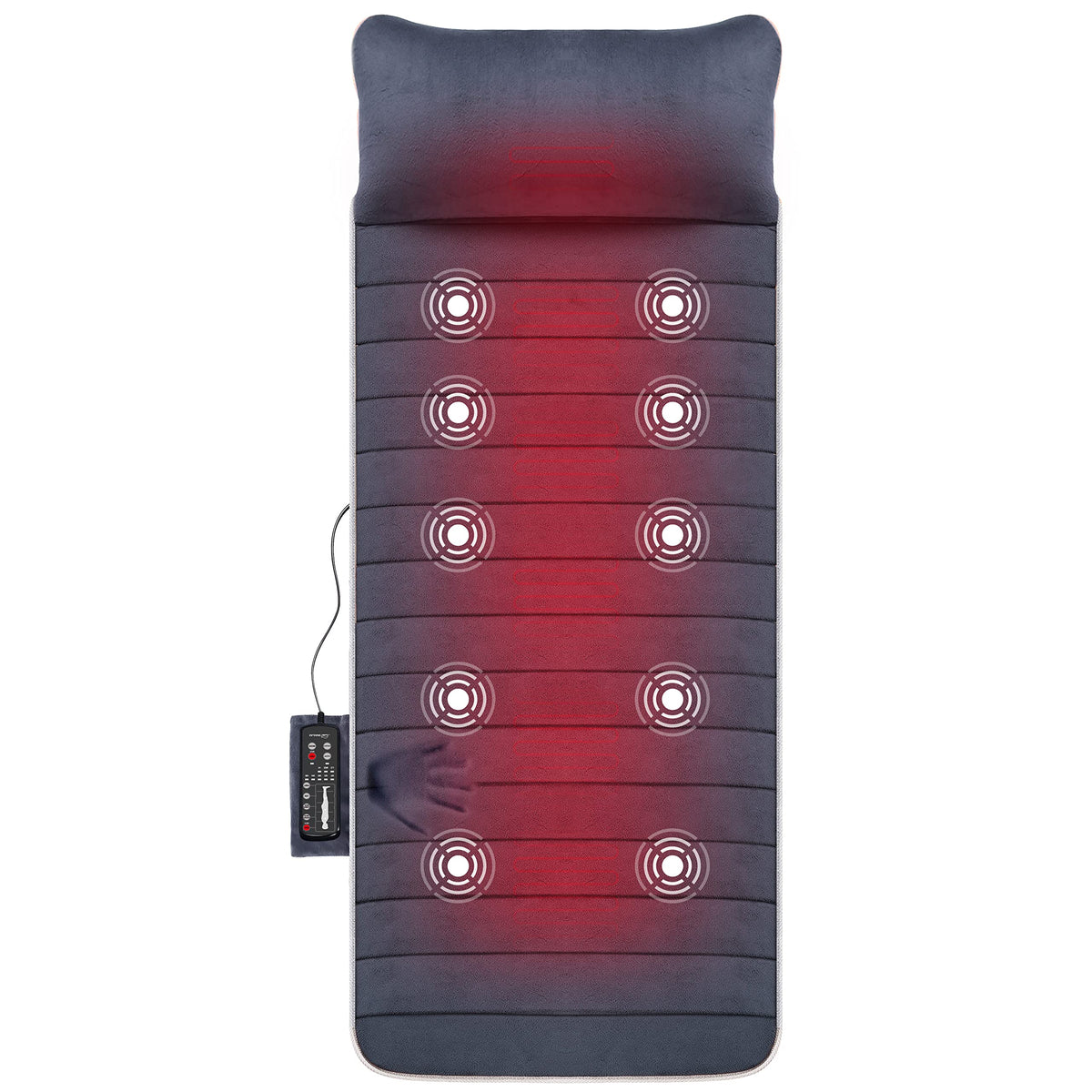 Snailax Memory Foam Massage Mat With Heat, 6 Therapy Heating Pad,10 Vibration Motors Massage Mattress Pad, Full Body Massager Cu