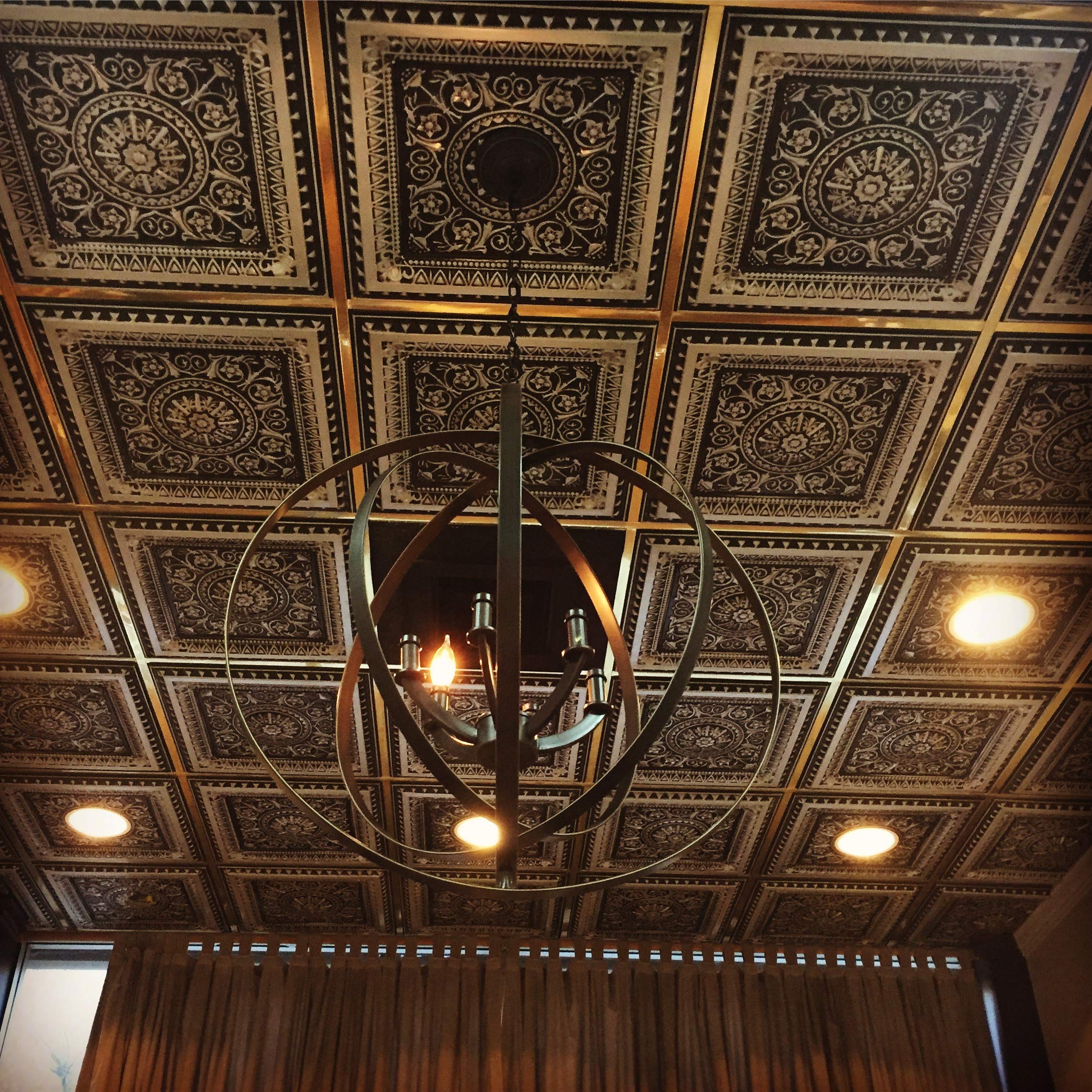 La Scala-Faux Tin Ceiling Tile - Antique Brass 25-Pack