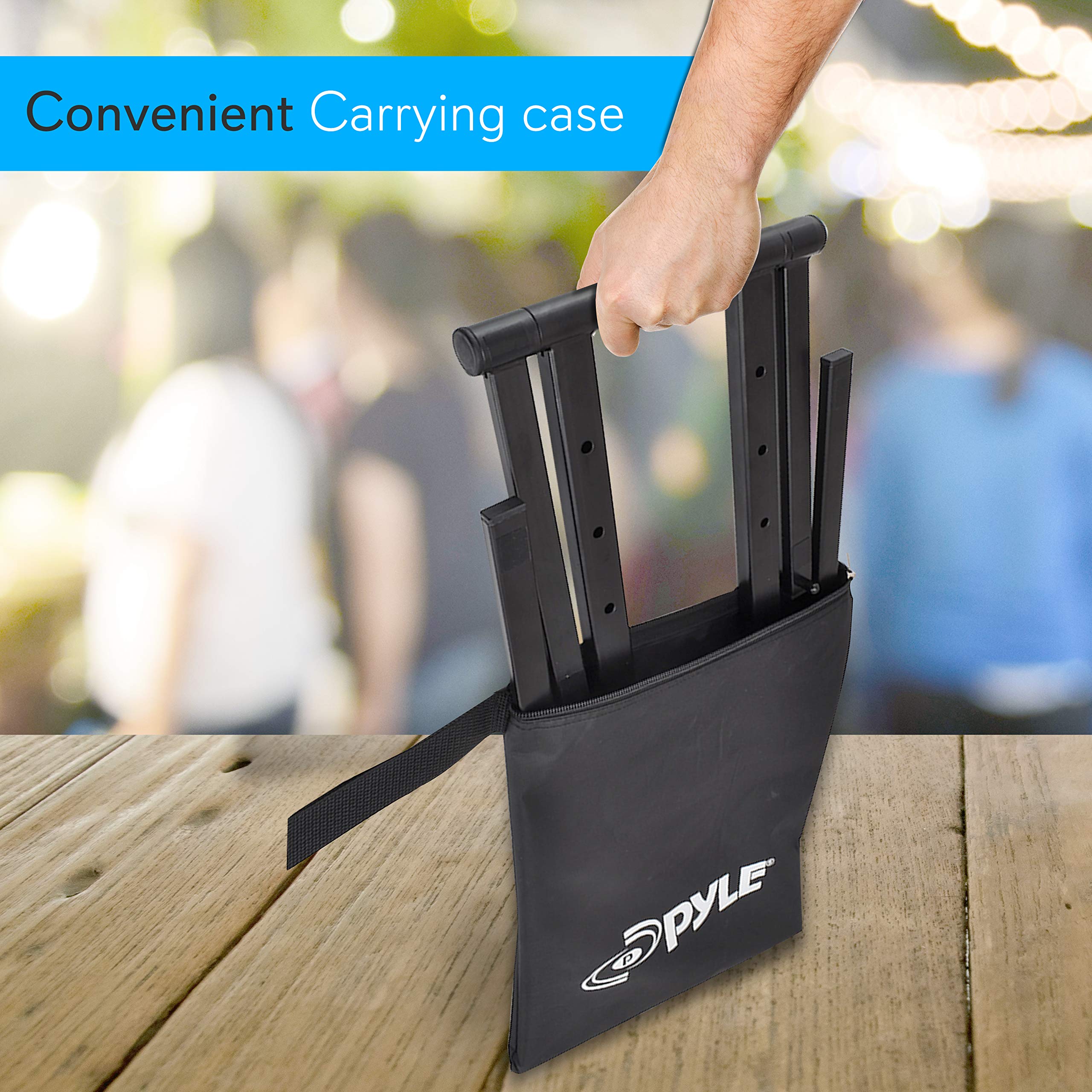 Pyle Portable Folding Laptop Stand   Standing Table With Foldable Height And Secondary Accessory Tray For Ipad, Tablet, Dj Mixer