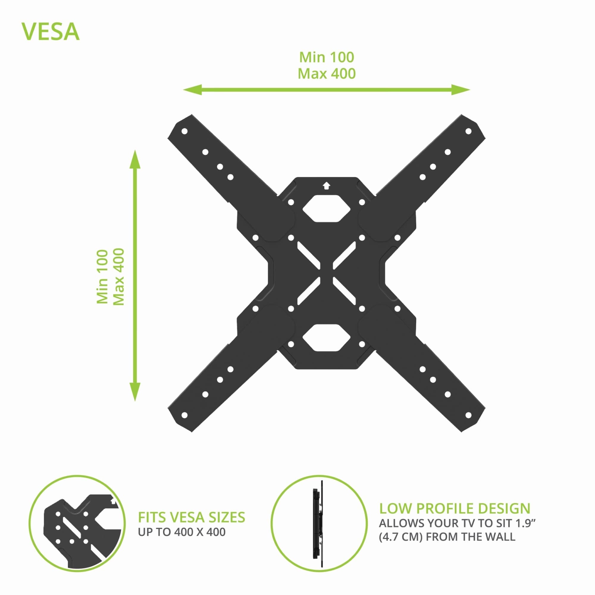 Kanto Ps400Sg Stainless Steel Outdoor Full Motion Tv Mount For 30'' To 70'' Tvs Up To 88 Lb | Stainless Steel Arms | Integrated