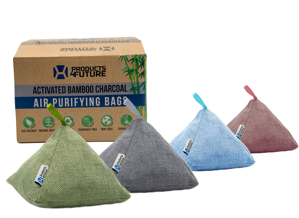 4 Pack Of 200G Naturally Activated Bamboo Charcoal Air Purifying Bags | Natural Home Deodorizer Bags | Charcoal Bags Odor Absorb