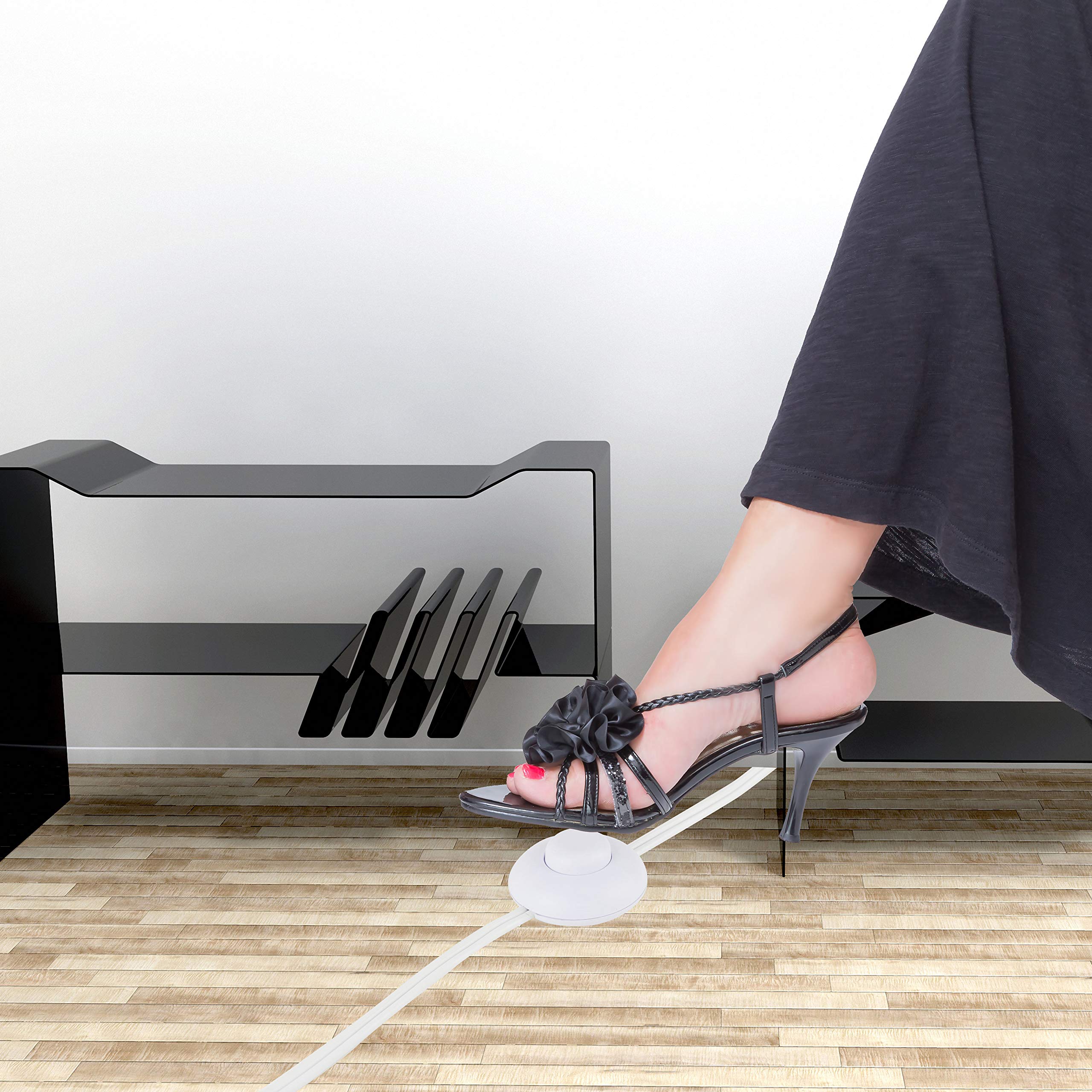 12 Feet Extension Cords, 3 Outlets Power Cord With Hand/Foot Switch, 16Awg 13A/125V/1625W,Safety Twist Lock, White,2Pk