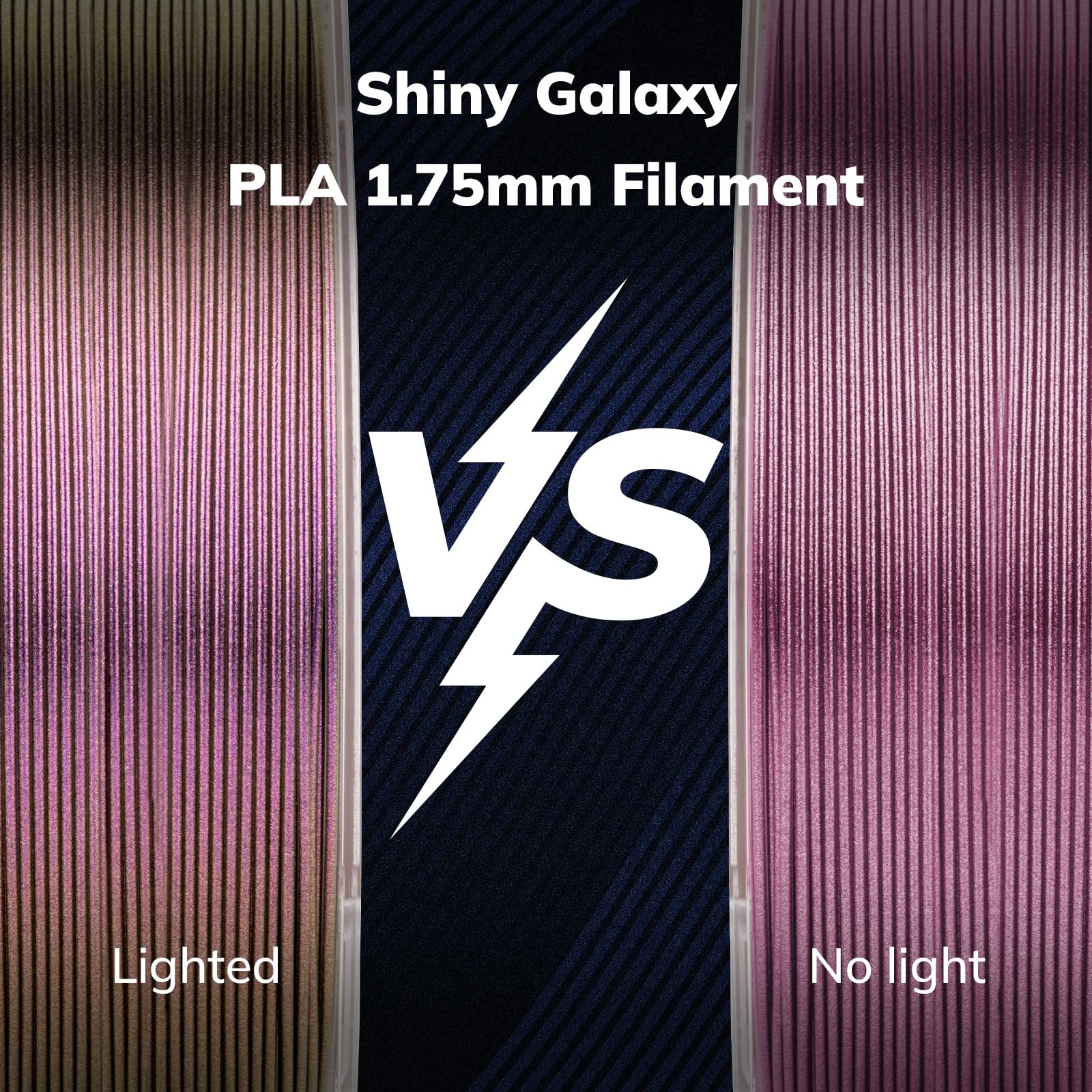 Amolen Pla 3D Printer Filament, Galaxy Fuchsia Color Changing With Light Filament 1.75Mm,Shiny Sparkle 3D Printing Filament For