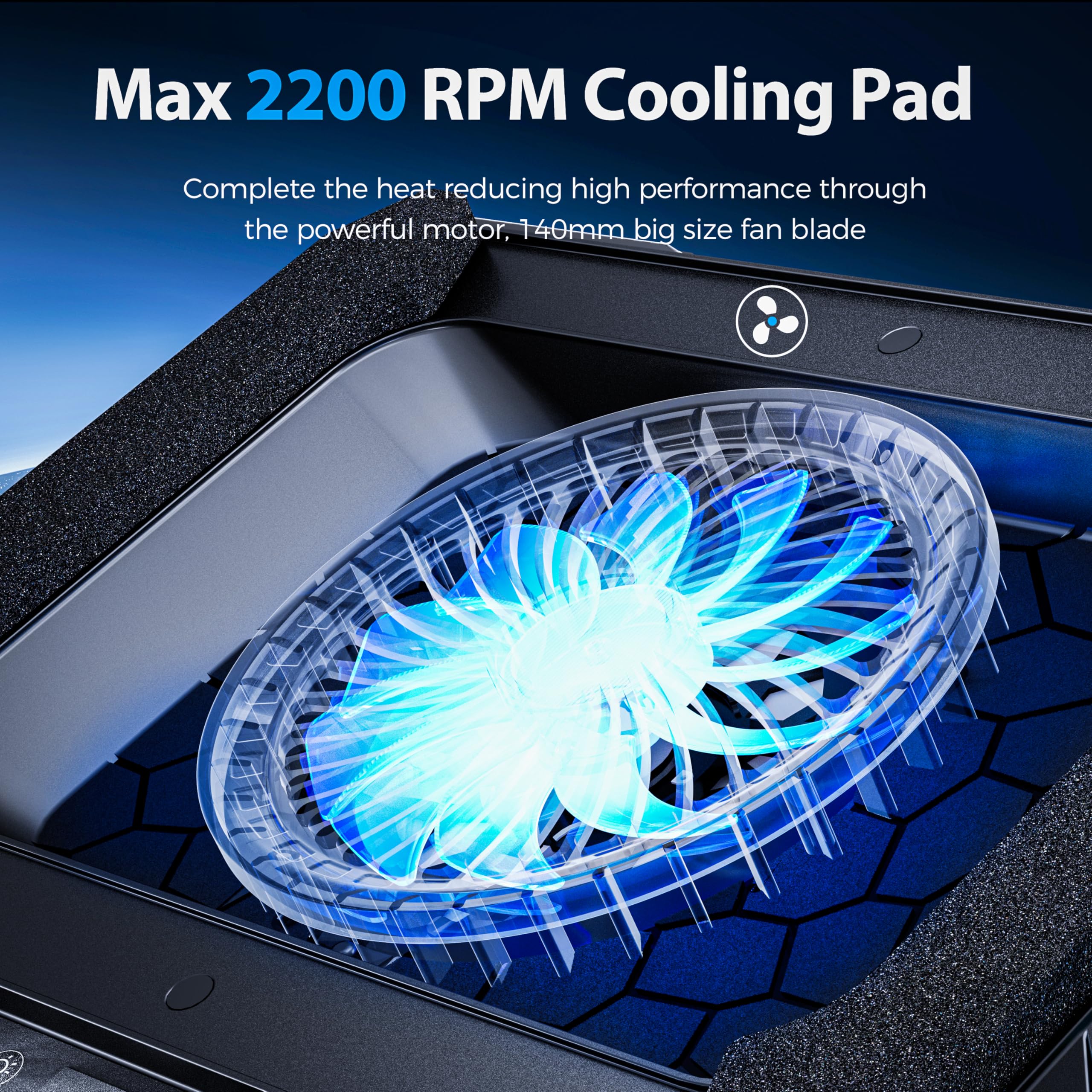 Aicheson Gaming Laptop Cooling Pad With Powerful Cooler Fans, Rgb Lighting And Phone Holder For 15 19 Inch Laptops And Pc Comput