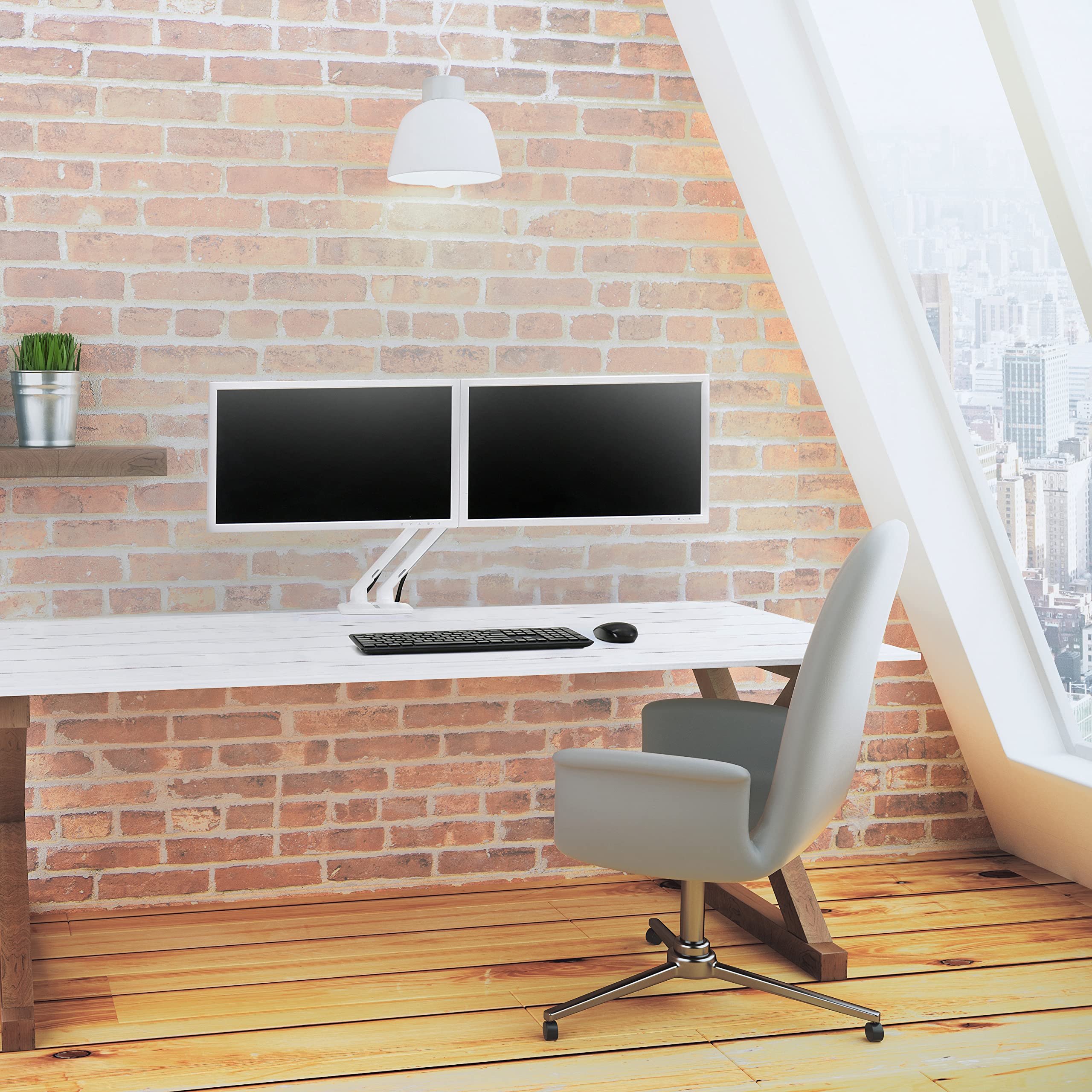 Ergotron � MXV Dual Monitor Arm, VESA Desk Mount � for 2 Monitors Up to 24 Inches, 7 to 20 lbs Each � White