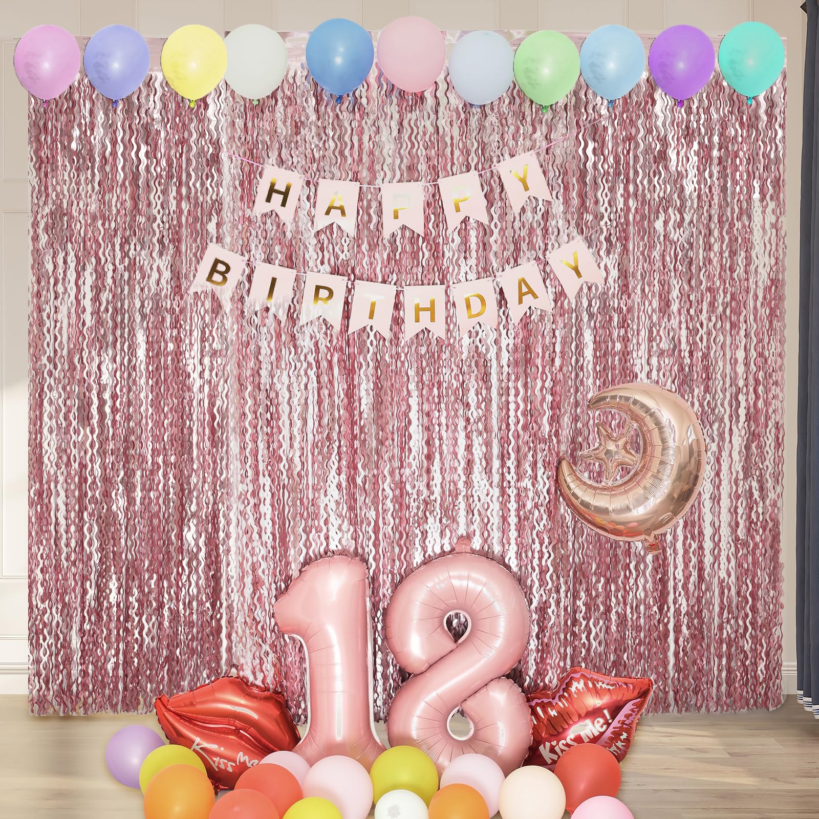 4 Pack 3.3X6.6Ft Pink Tinsel Curtain Party Backdrop   Wavy Foil Fringe Curtain Party Streamers For Girl Princess Bachelorette Di