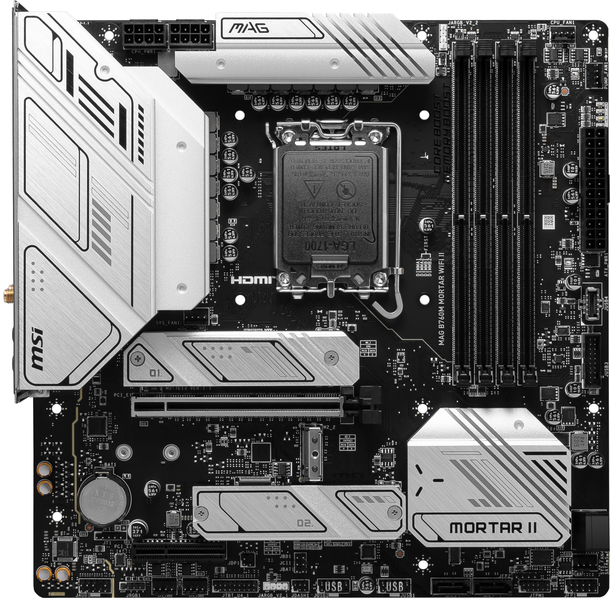 Msi Mag B760M Mortar Wifi Ii Gaming Motherboard (Supports 12Th/13Th/14Th Gen Intel Processors, Lga 1700, Ddr5, Pcie 5.0, M.2, 2.