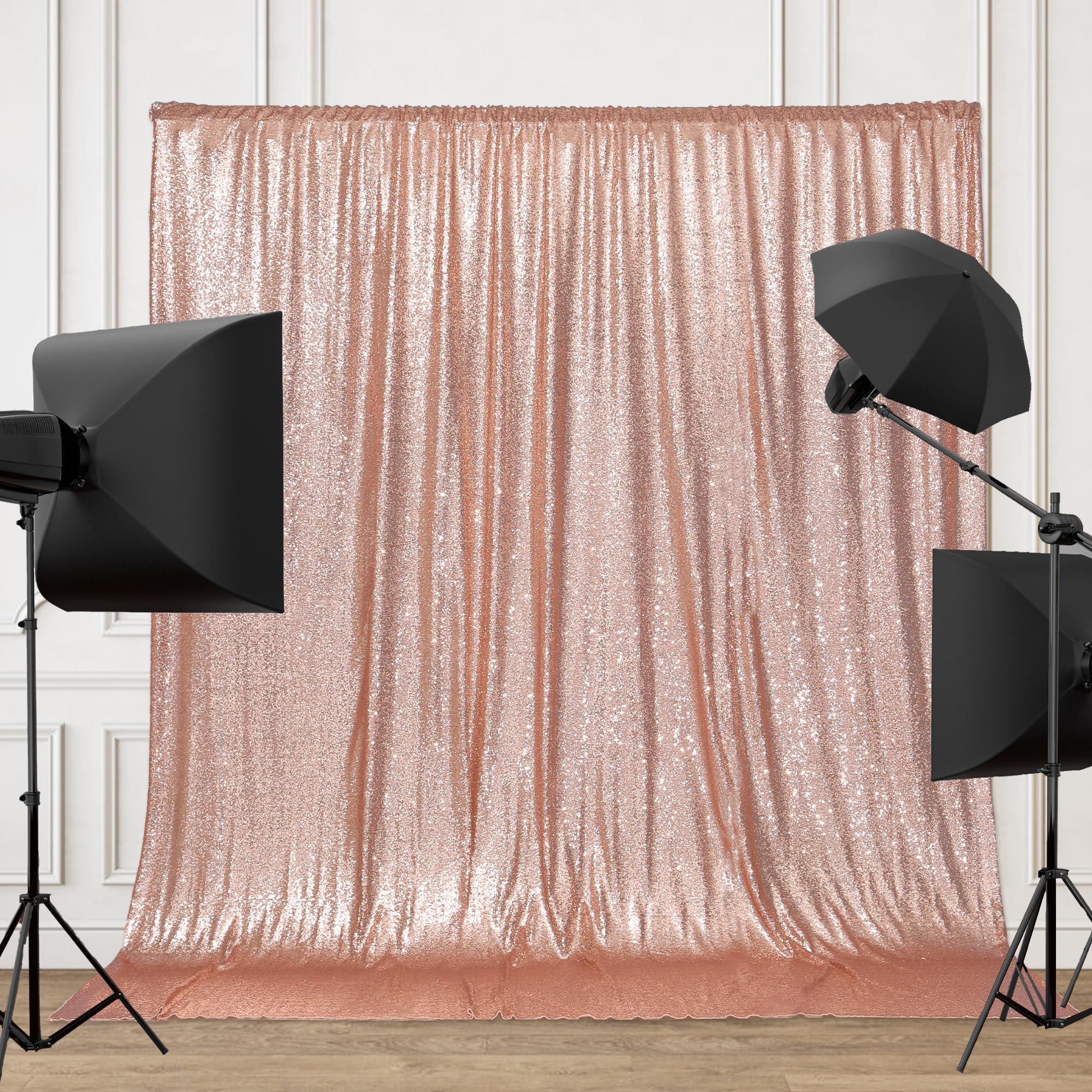 Partydelight Rose Gold Sequin Backdrop Photography Curtain Special Events Party 6Ftx6 Ft