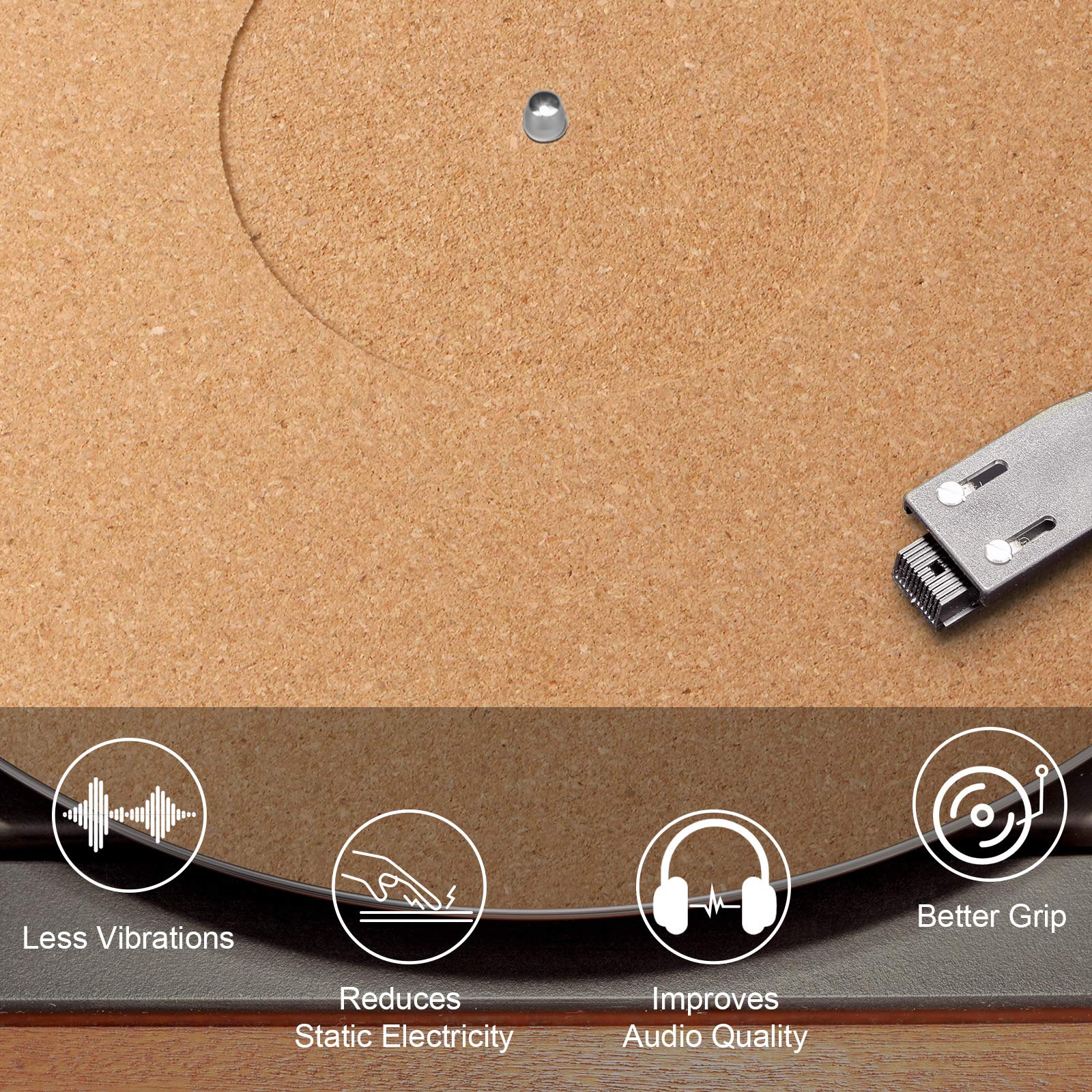 3 Pieces Cork Turntable Mats In 12 Inch X 3 Mm Recessed Turntable Platter Cork Record Mats With High Fidelity For Vinyl Lp Recor