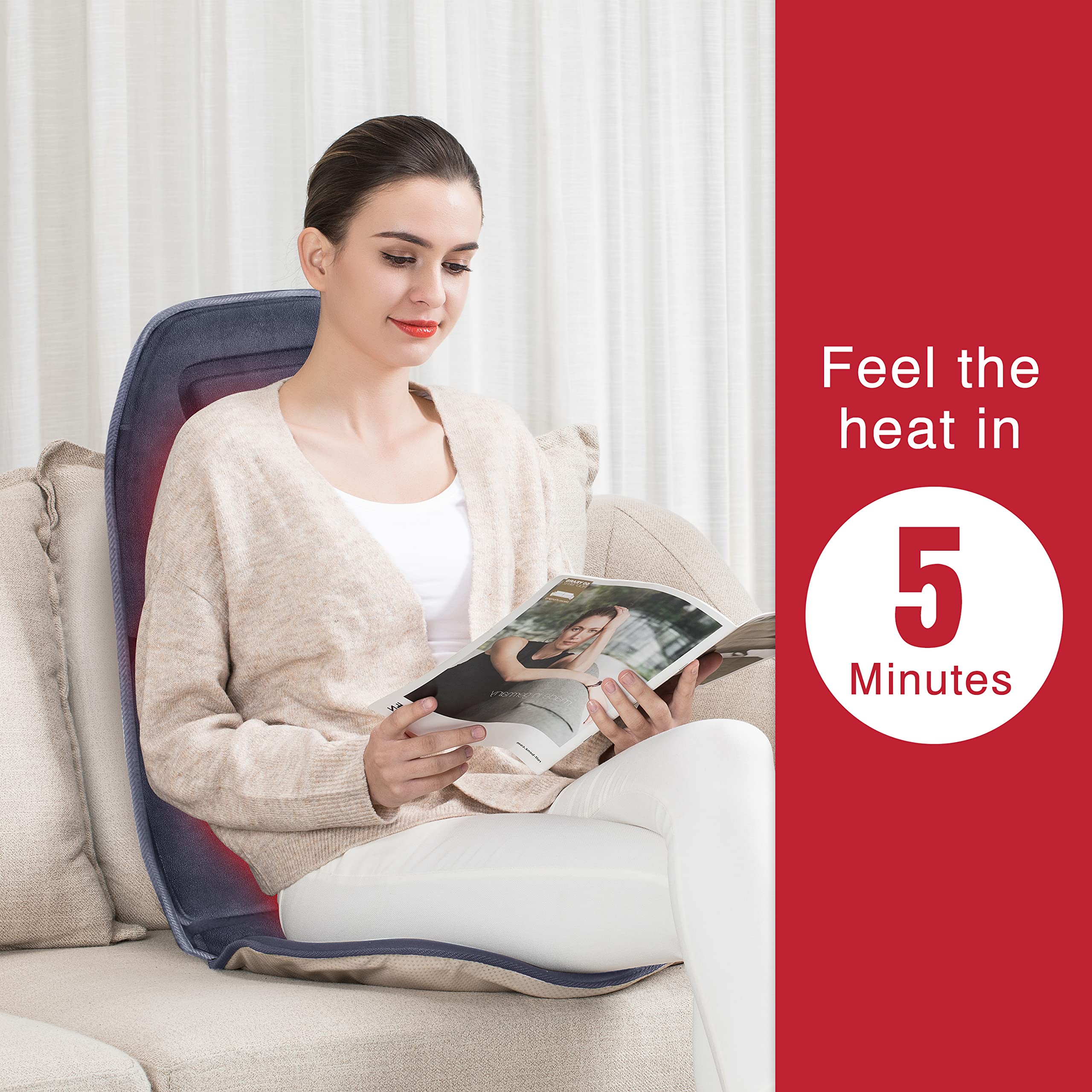 Comfier Back Massager With Heat, 10 Motors Vibration Seat Massager, Chair Massage Pad, Heated Chair Pad, Chair Warmer,Gifts For