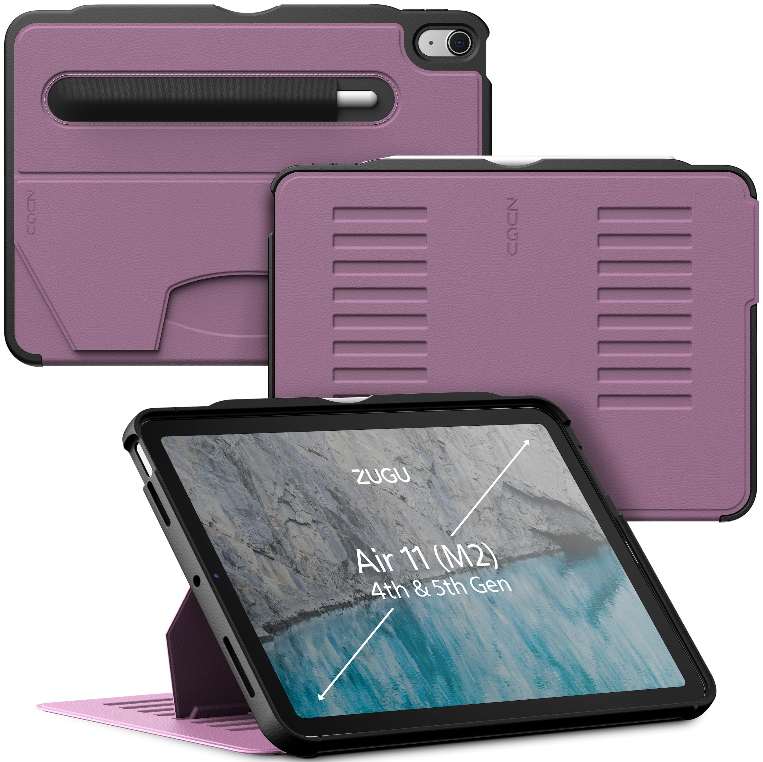 Zugu Case For Ipad Air (M2) 11 Inch (2024) Ipad Air 4 & 5 10.9 Inch (2020/2022)   Protective, Ultra Thin, Magnetic Stand, Sleep/Wake Cover   Berry Purple