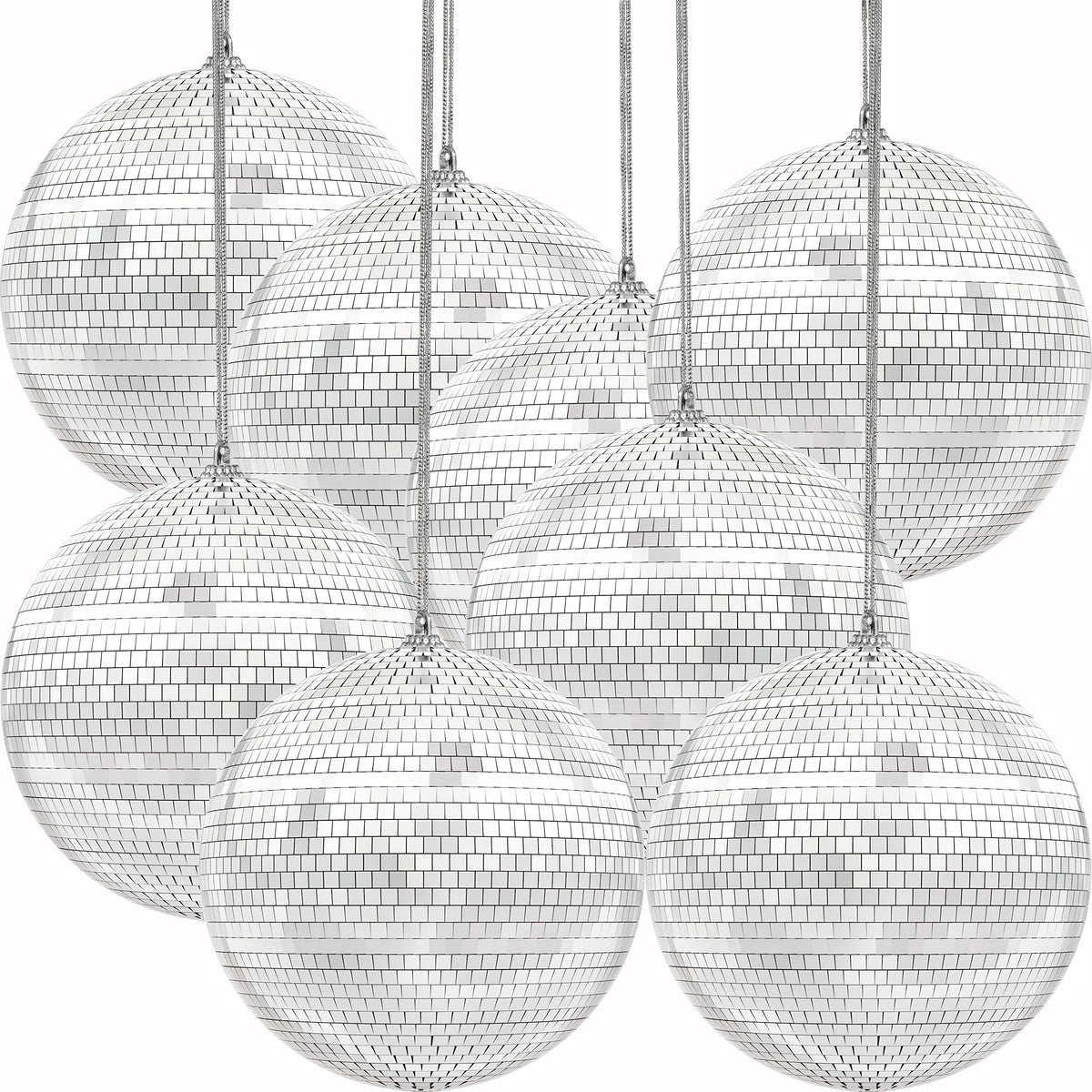 The Dreidel Company Mirror Disco Ball, Silver Hanging Ball With Attached String For Ring, Reflects Light, Fun Party Home Bands D