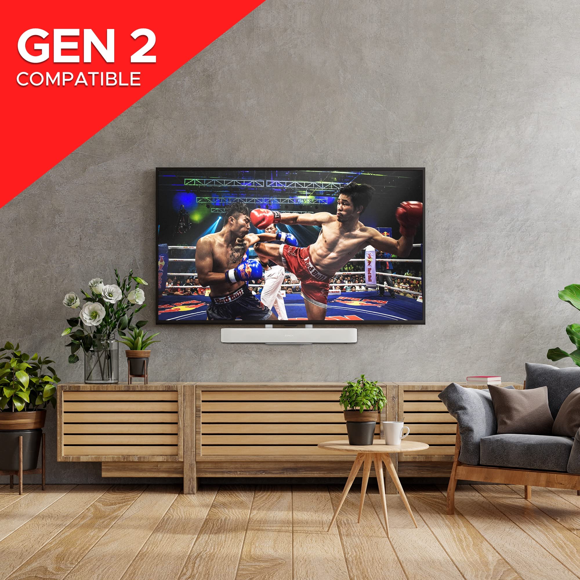 Soundbass Beam Tv Mount, Compatible With Generation 1 & 2 Sonos Beam Mounting Bracket For Tv, White, Full Hardware Kit Included,