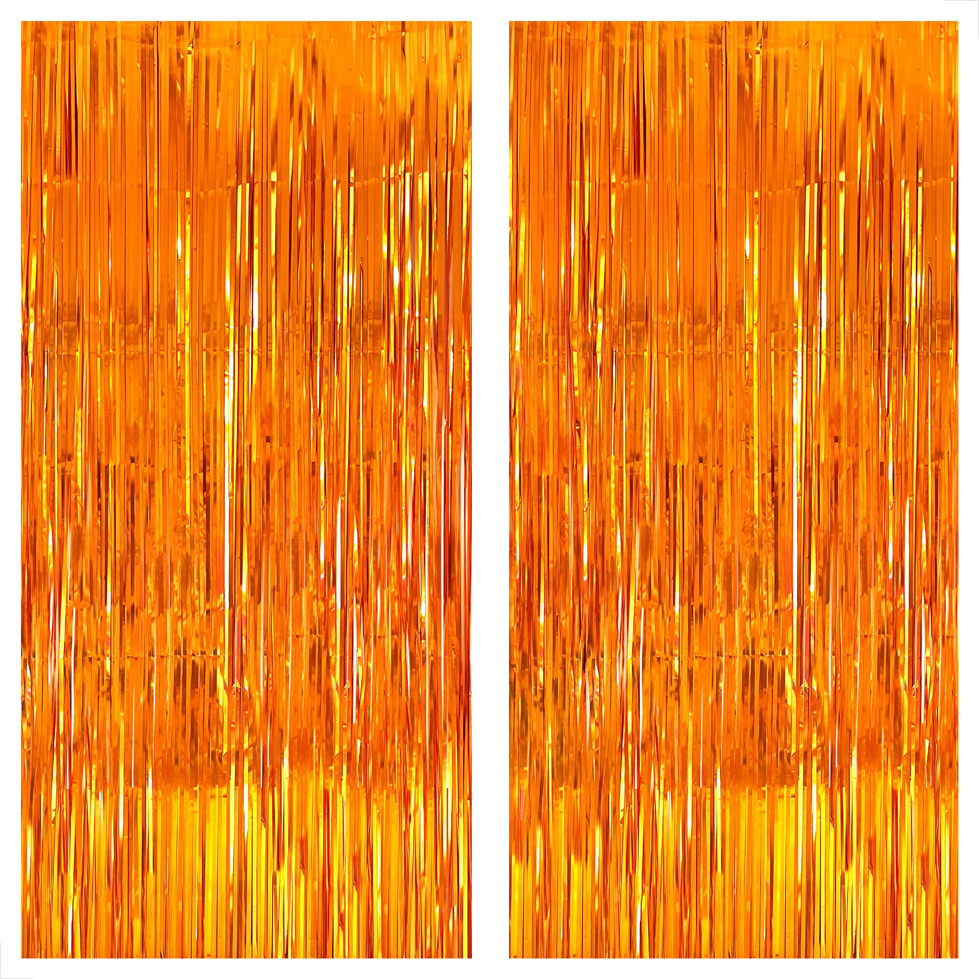 Katchon, Orange Fringe Backdrop Curtain   3.2X8 Feet, Pack Of 2 | Orange Backdrop, Orange Streamers | Halloween Backdrop For Hal