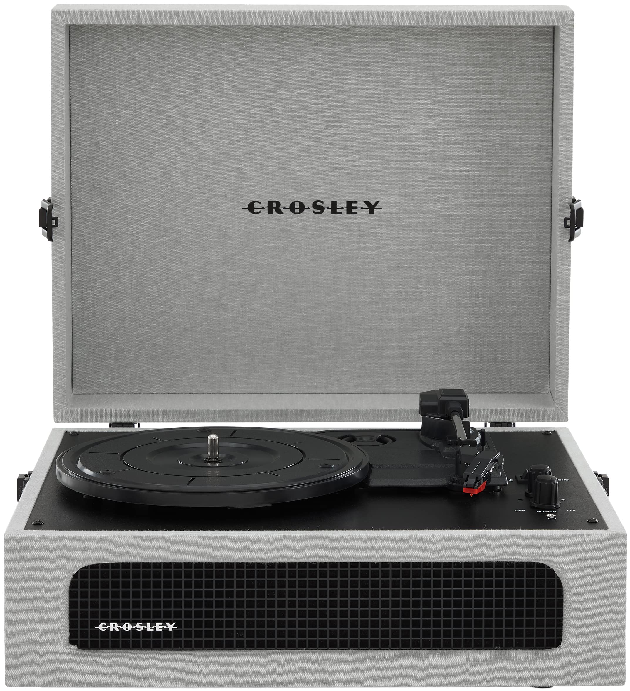 Crosley Cr8017B Gy Voyager Vintage Portable Vinyl Record Player Turntable With Bluetooth In/Out And Built In Speakers, Gray