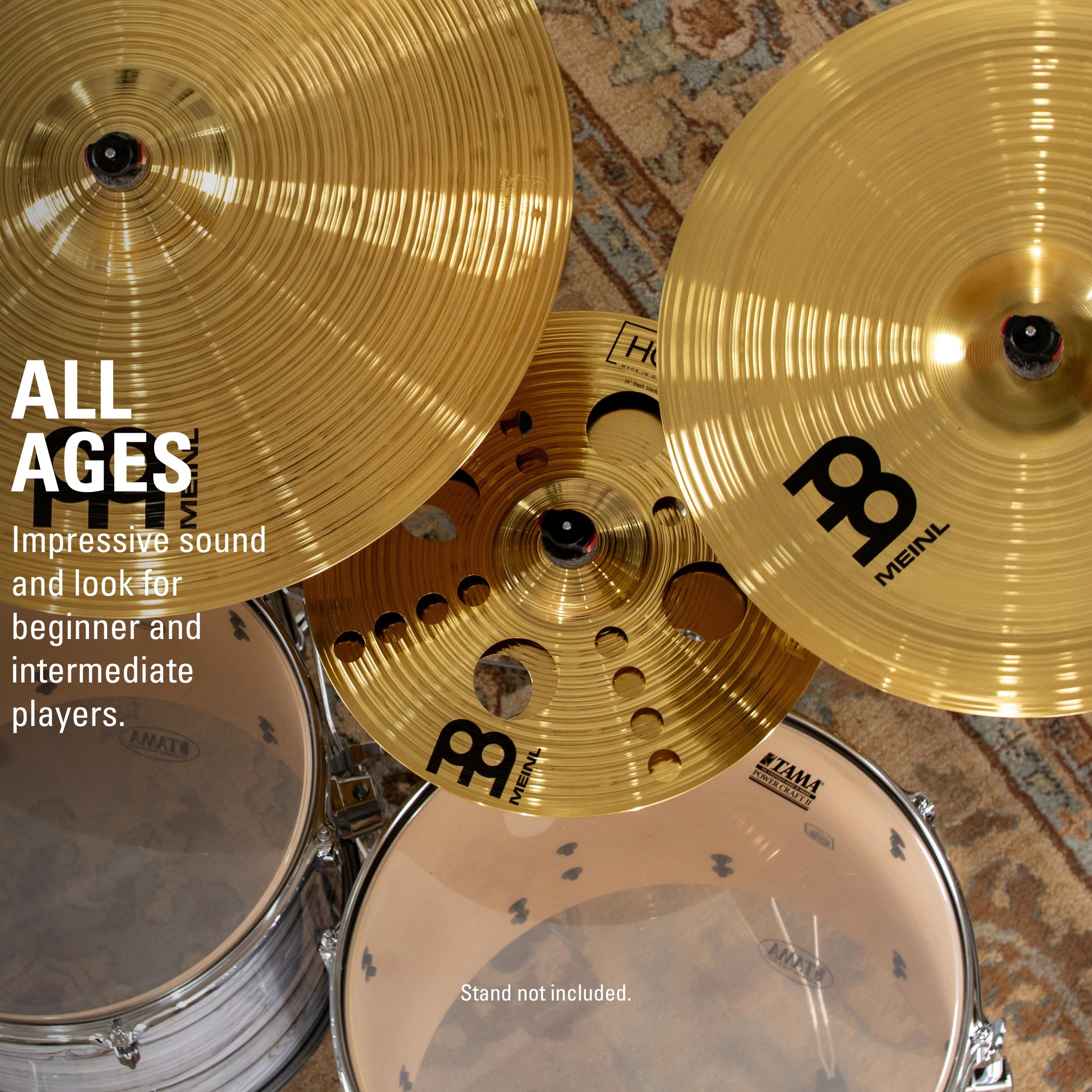 Meinl Cymbals HCS14TRS 14" Trash Stack Cymbal Pair - MS63 Brass Alloy, Traditional Finish, Made in Germany, 2-Year Warranty
