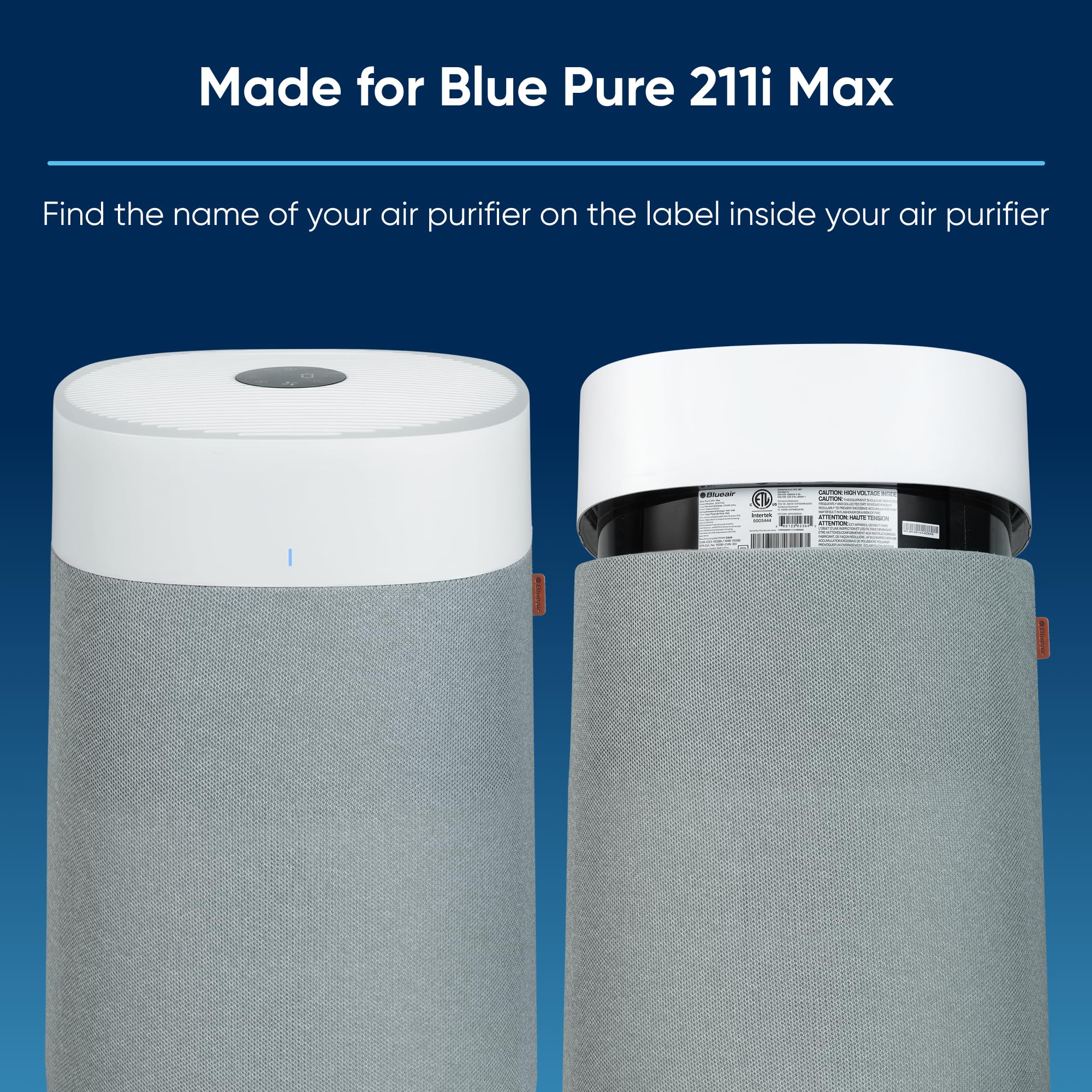 Blueair Blue Pure 211I Max Series Smokeblock Genuine Replacement Filter, Extra Carbon Captures 99.99% Of Wildfire Smoke, Fits Bl