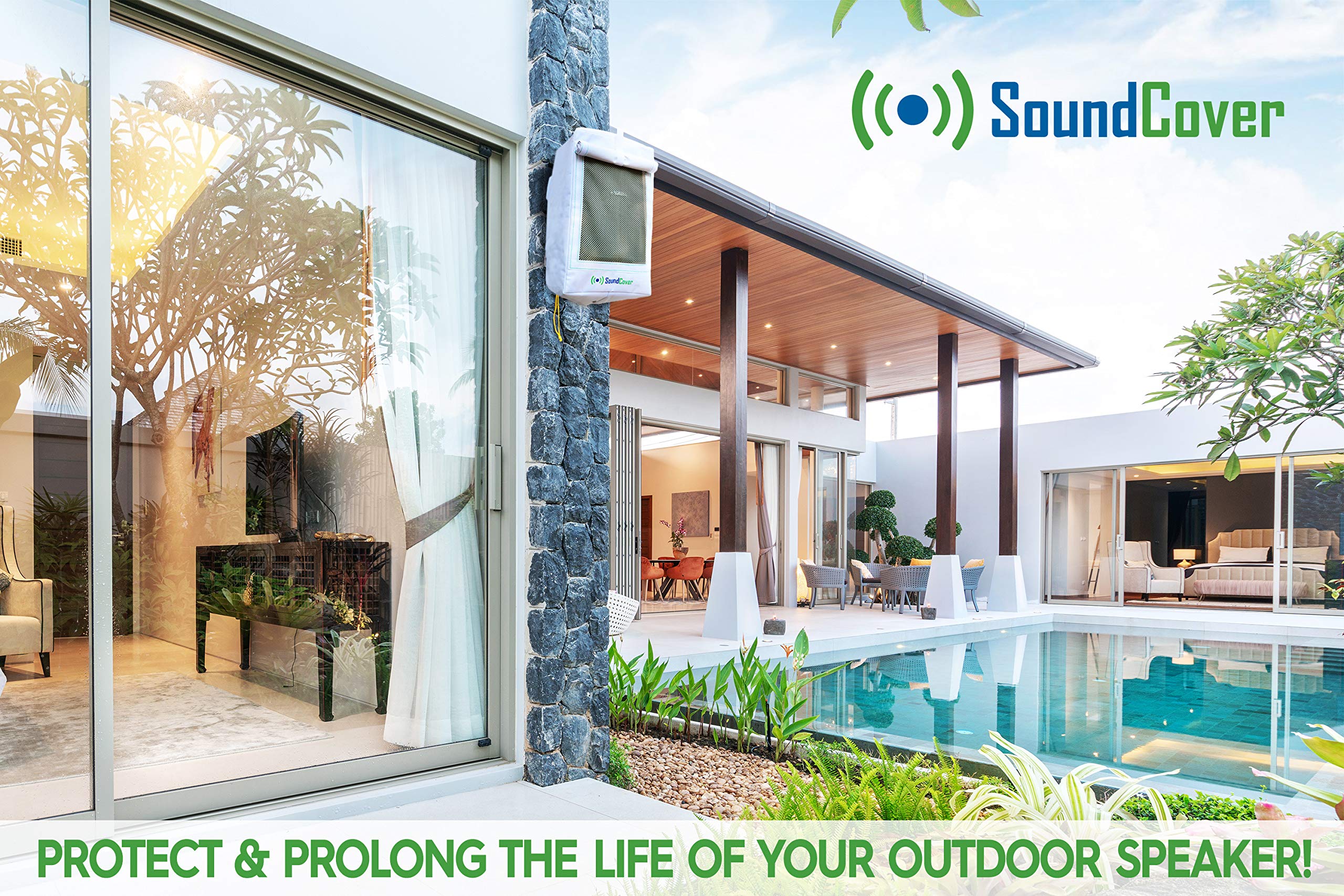 Two Large Speaker Covers For C Bracket Mounted Outdoor Speakers In White, Heavy Weight Waterproof Uv Protection   Fits Definitiv