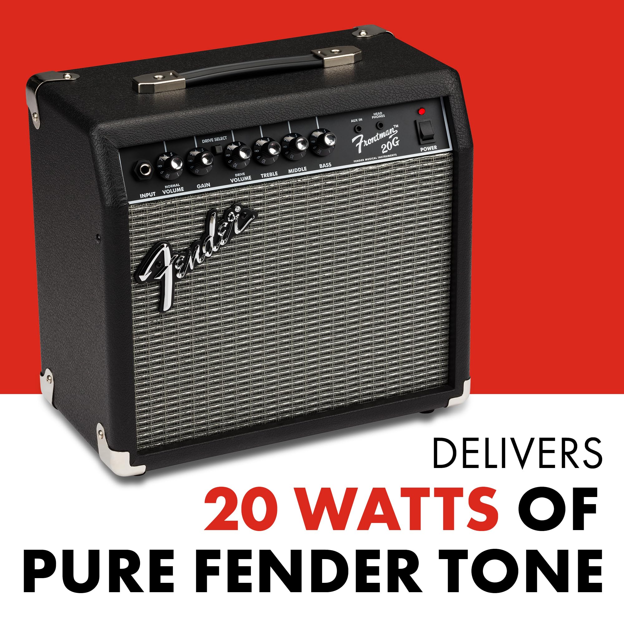 Fender Frontman 20G Guitar Amp, 20 Watts, With 2-Year Warranty 6 Inch Fender Special Design Speaker, 10X16X16 Inches