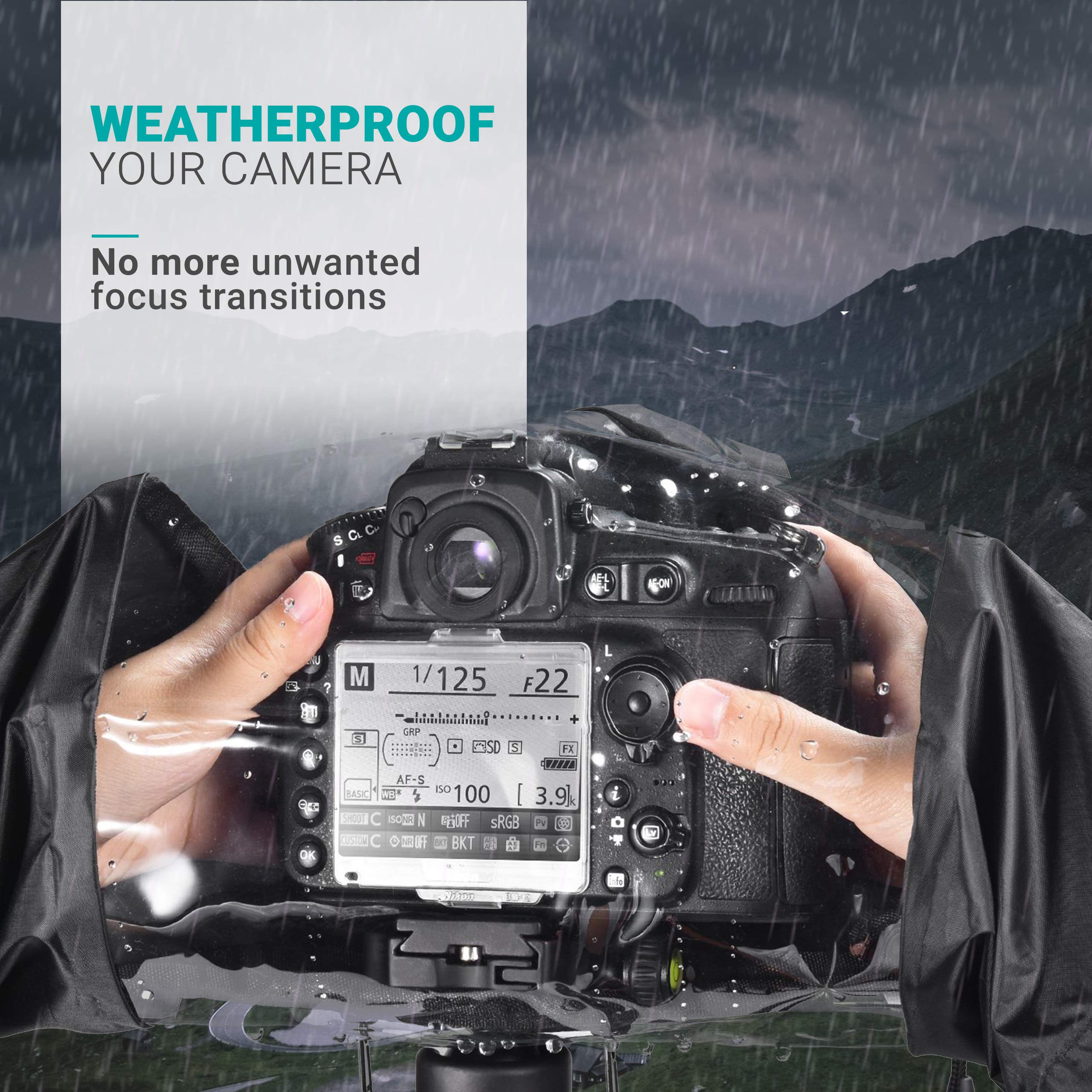 Movo Crc01 Waterproof Nylon Camera Rain Cover With Enclosed Hand Sleeves Compatible With Canon Eos, Nikon, Sony, Olympus, Pentax
