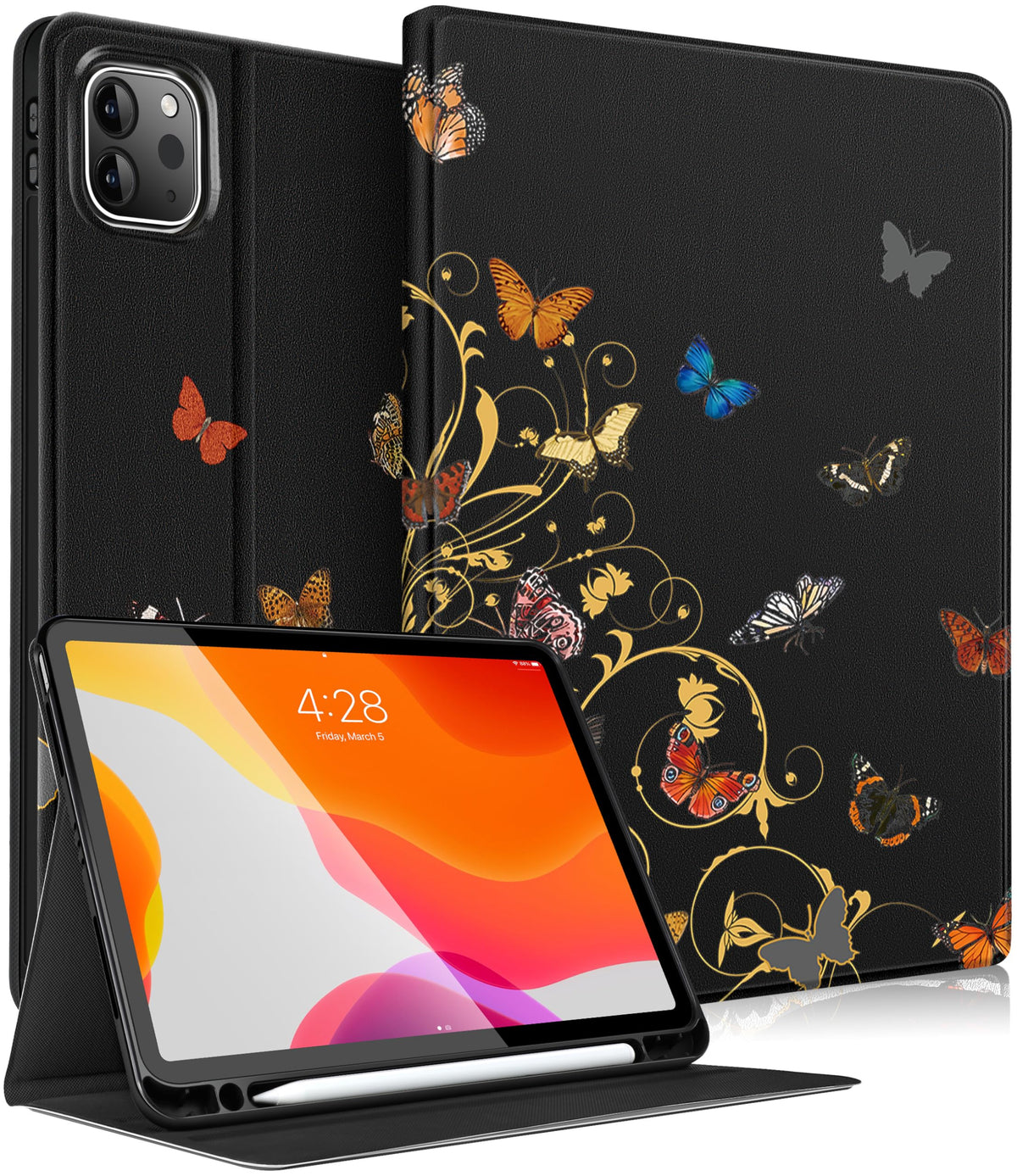 Uppuppy For Ipad Air 11 Inch Case, Air 5Th/4Th Generation 10.9, Pro 11'' Case Cute Kids Women Girls Folio Butterfly With Apple P