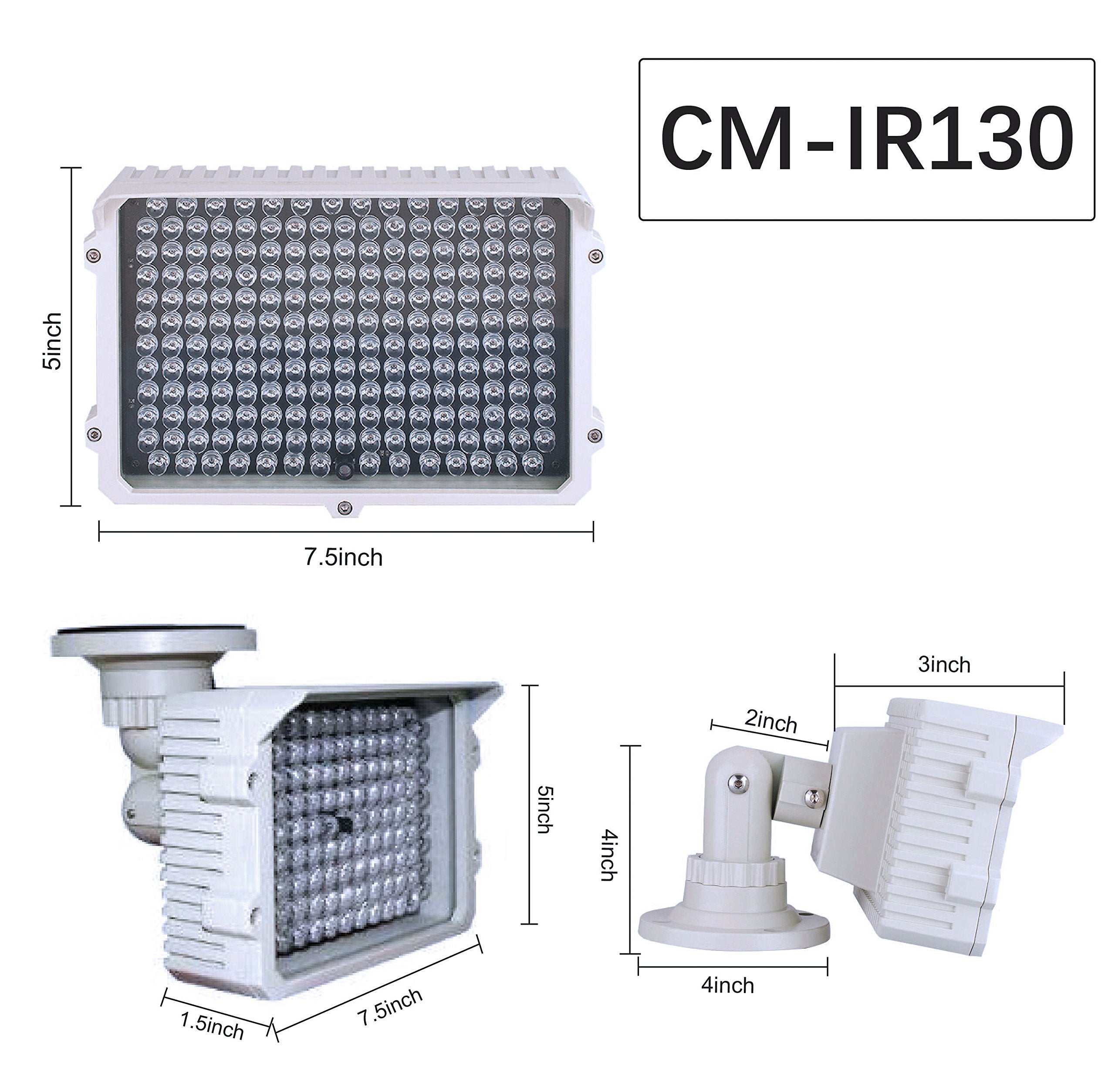 Cmvision Ir130 940 Cmvision 940Nm Invisible Wide Angle 198Pc High Power Small Led Ir Illuminator With Free Power Adapter