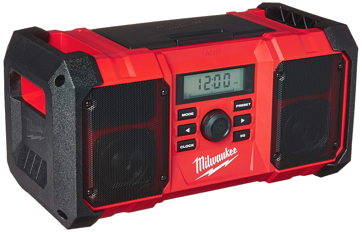 Milwaukee 2890 20 18V Dual Chemistry M18 Jobsite Radio With Shock Absorbing End Caps, Usb 2.1A Smartphone Charging, And 3.5Mm Au