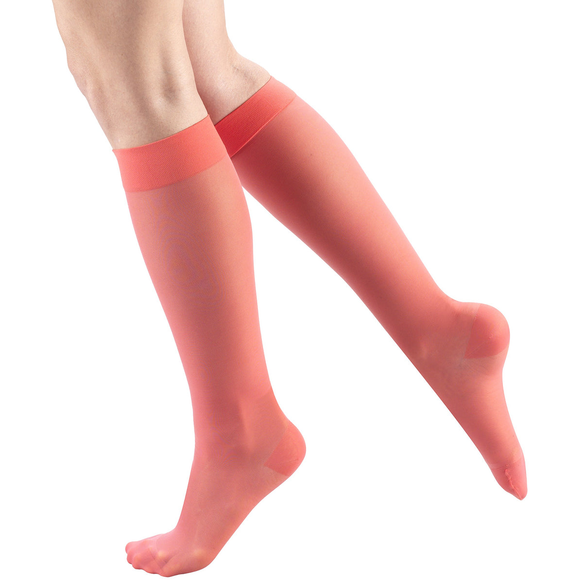 Truform Sheer Compression Stockings, 15 20 Mmhg, Womens Knee High Length, 20 Denier, Pink, 2X Large