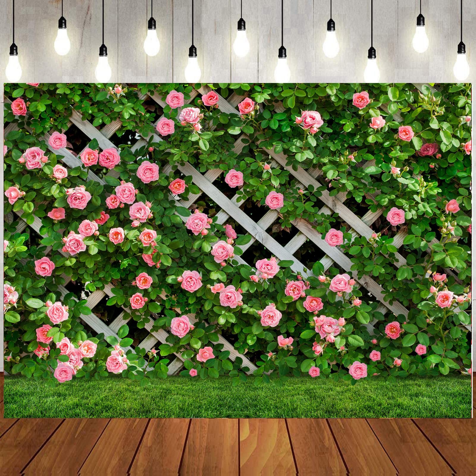 LTLYH 8x6ft Mothers Day Backdrop Mothers Day Floral Photo Backdrops Green Leaf Fence Backdrops Birthday Party Decoration Weddin
