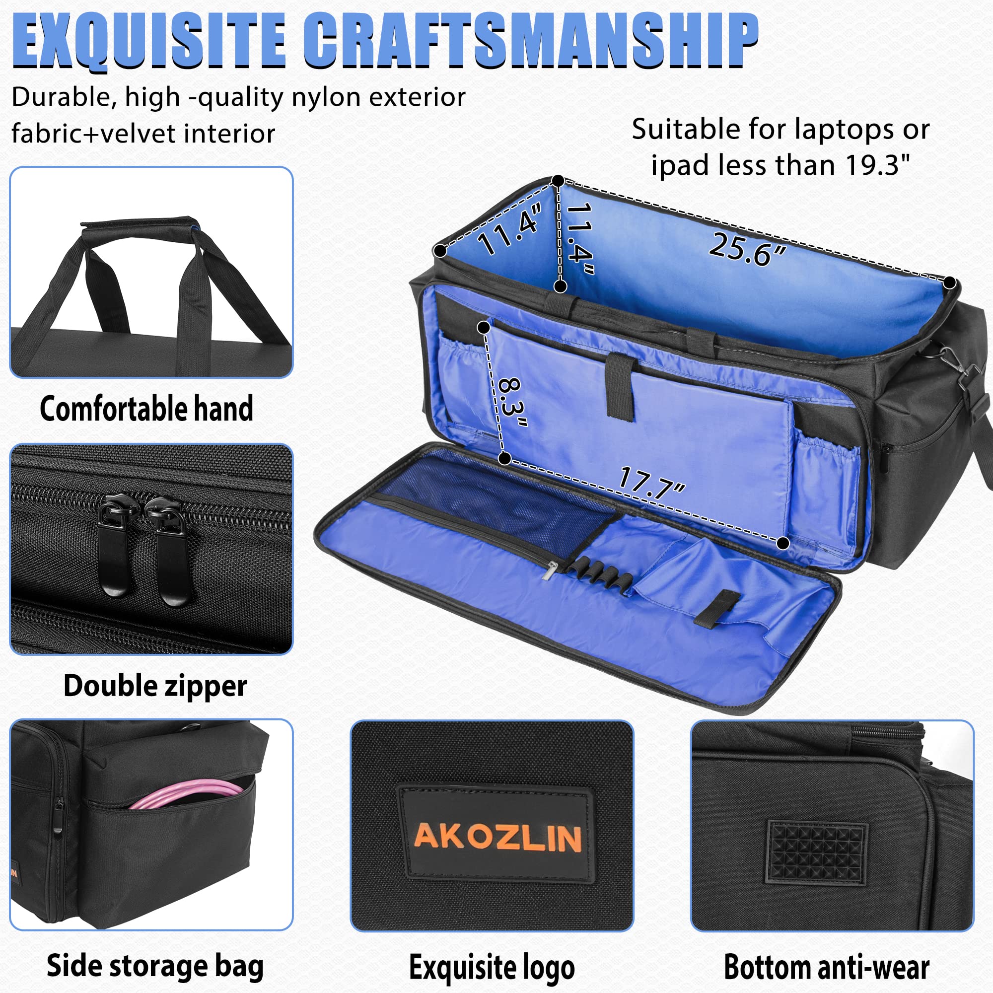 Akozlin Cable File Bag Dj Gig Bag Cord Organizer Case With Detachable Dividers For Laptop,Dj Gear, Sound Instrument Accessories