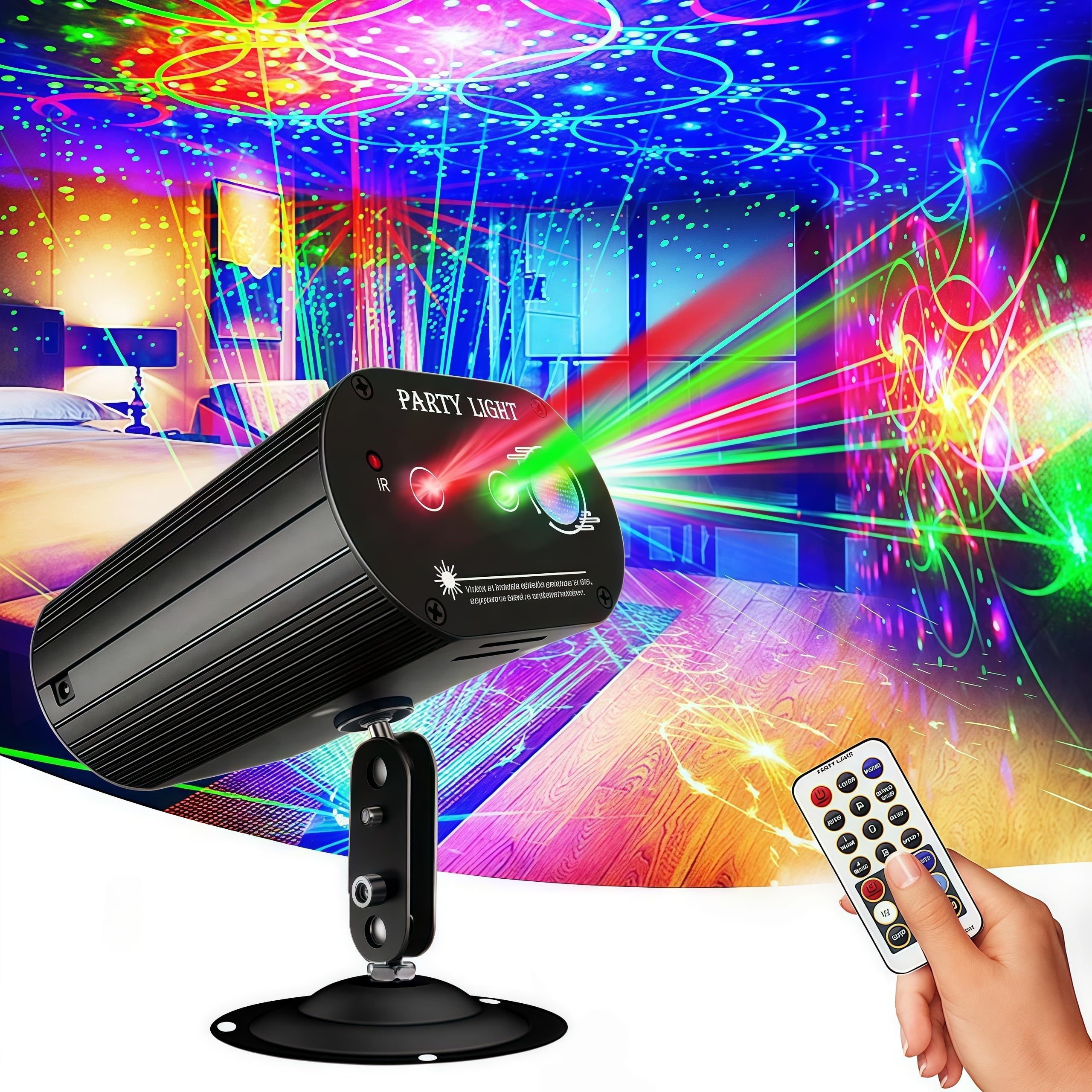 Party Lights Dj Disco Lights,Strobe Stage Light Sound Activated Laser Light Stage Projector with Remote Control for Gift Parties