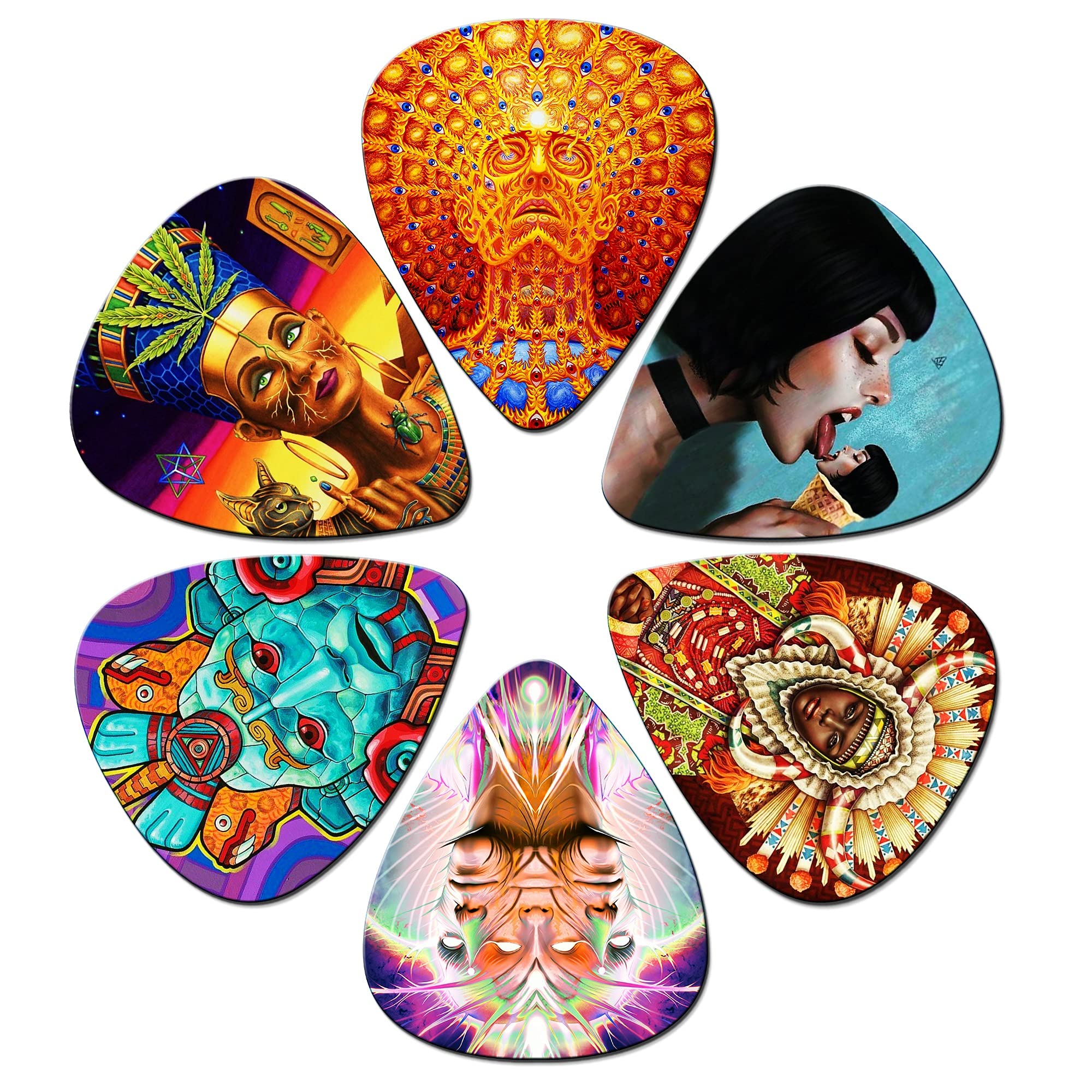 Thivenny Guitar Picks 24 Medium Pack With Tin Box,Unique Artistic Celluloid Guitar Pick For Bass Electric Guitar Acoustic Guitar