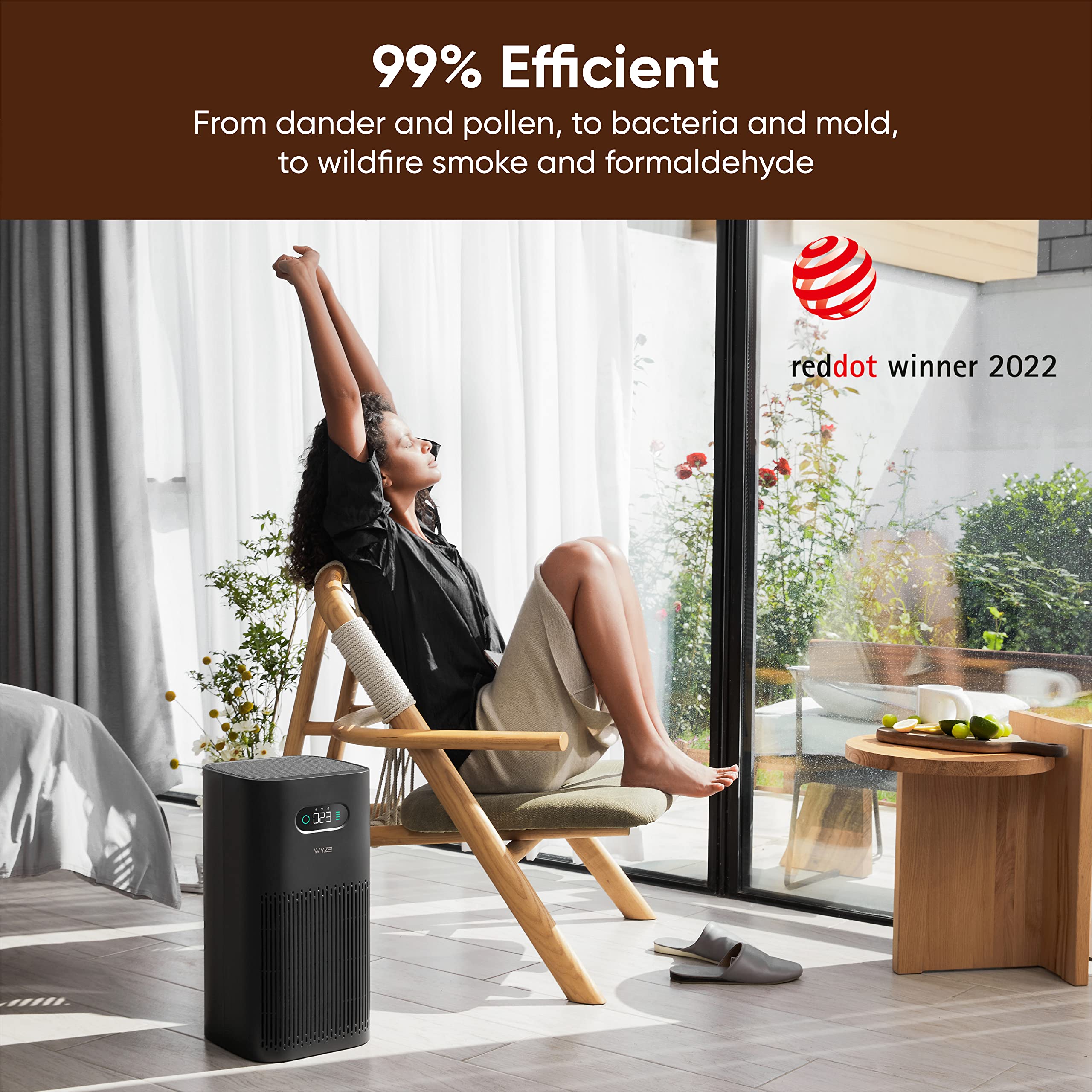 Wyze Air Purifier With Allergen Filter(Standard), For Home Large Room, Hepa 13, 21Db Quiet Sleep Mode, 550 Sq Ft, Remove 99.97%
