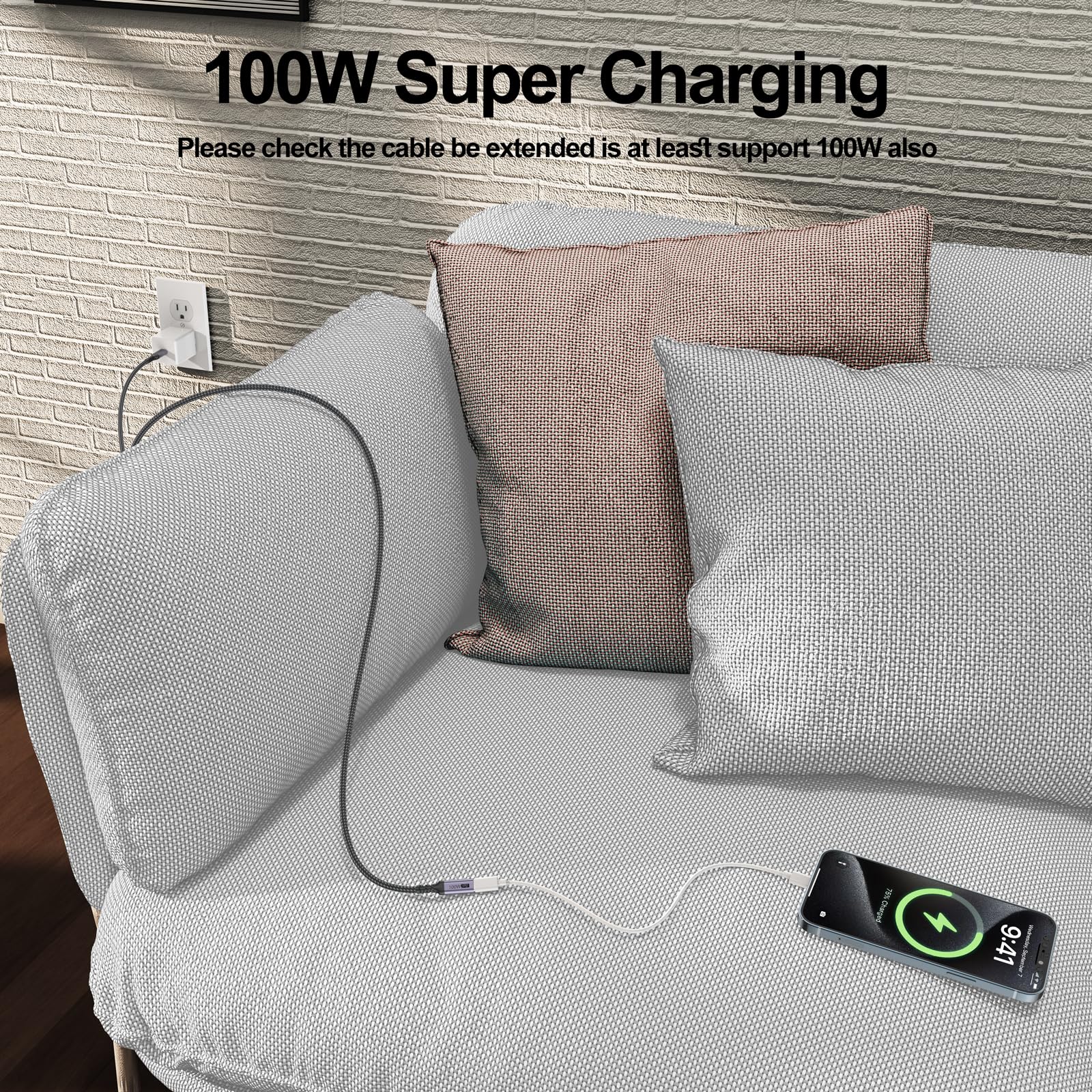 Dteedck Usb C Extension Cable 6.6Ft, Usb C To Usb C Male To Female, Type C Extender Cord Usb3.1 Gen2 100W Fast Charging 10Gbps T