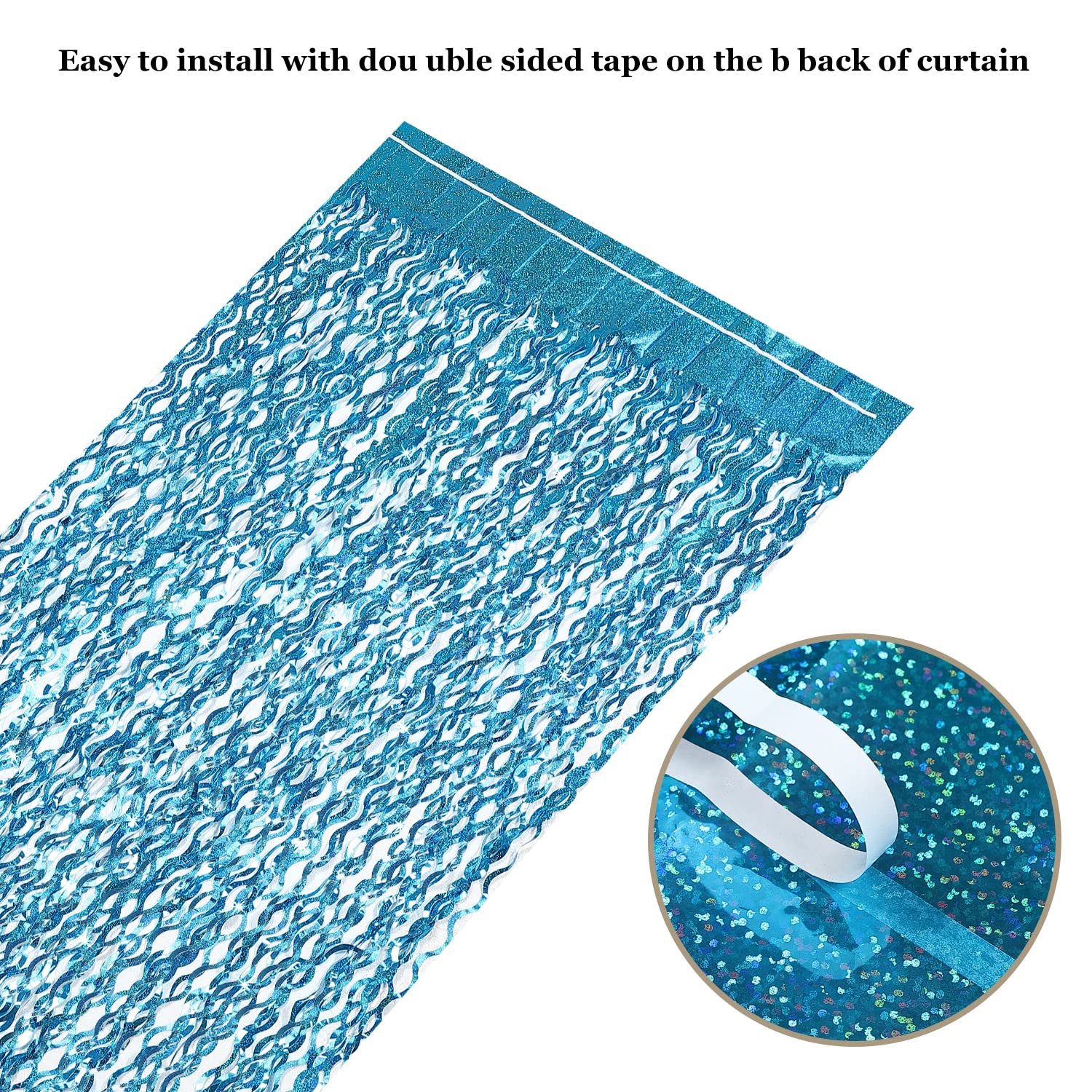 Cylmfc 3 Pack 3.3 Ft X 6.6 Ft Teal Foil Fringe Curtains   Sparkle Metallic Curtains Party Decorations Photo Booth Decorations Pa