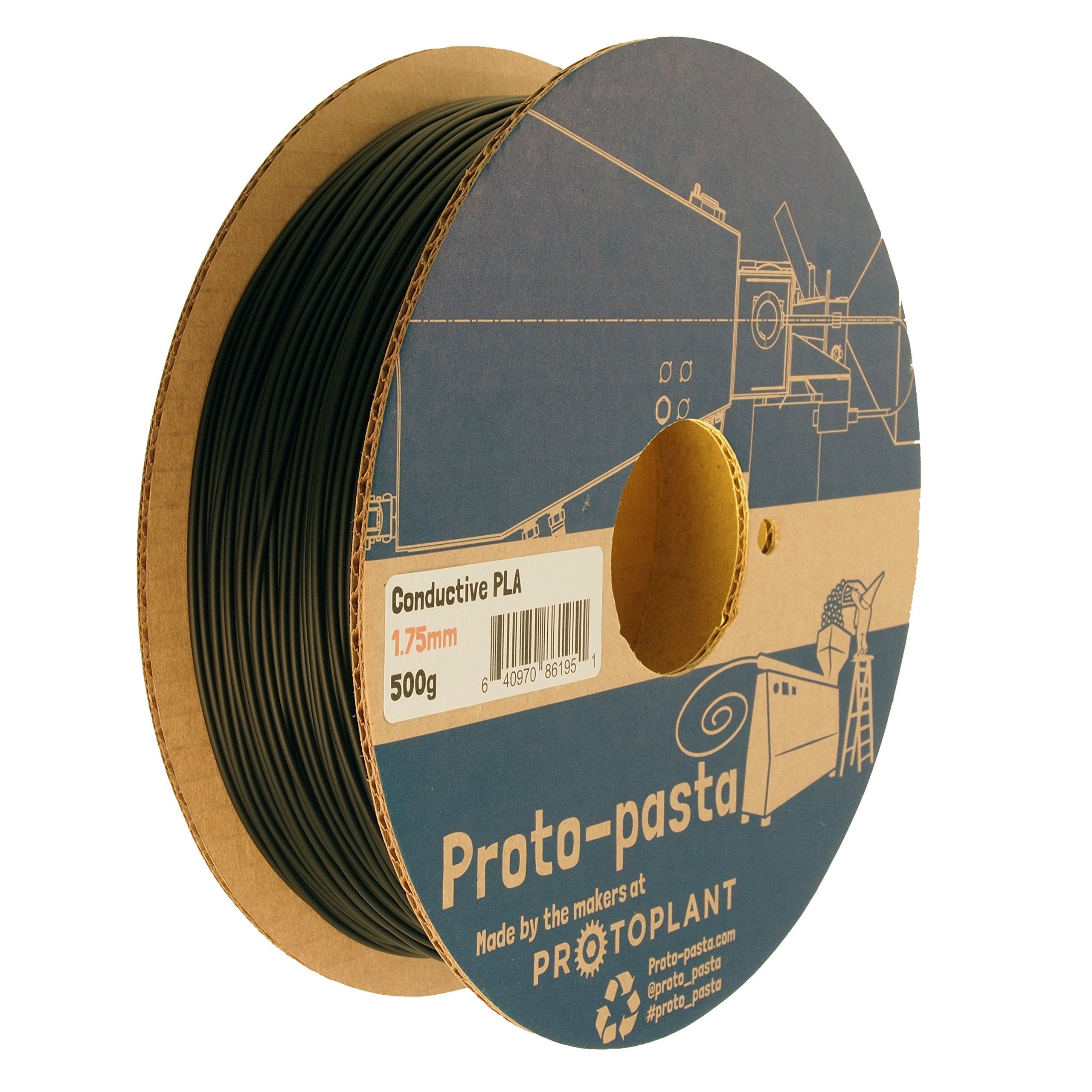 Protopasta Electrically Conductive Pla 3D Printer Filament 1.75Mm 500G Pla Filament; 3D Printing Filament On Recyclable Cardboar