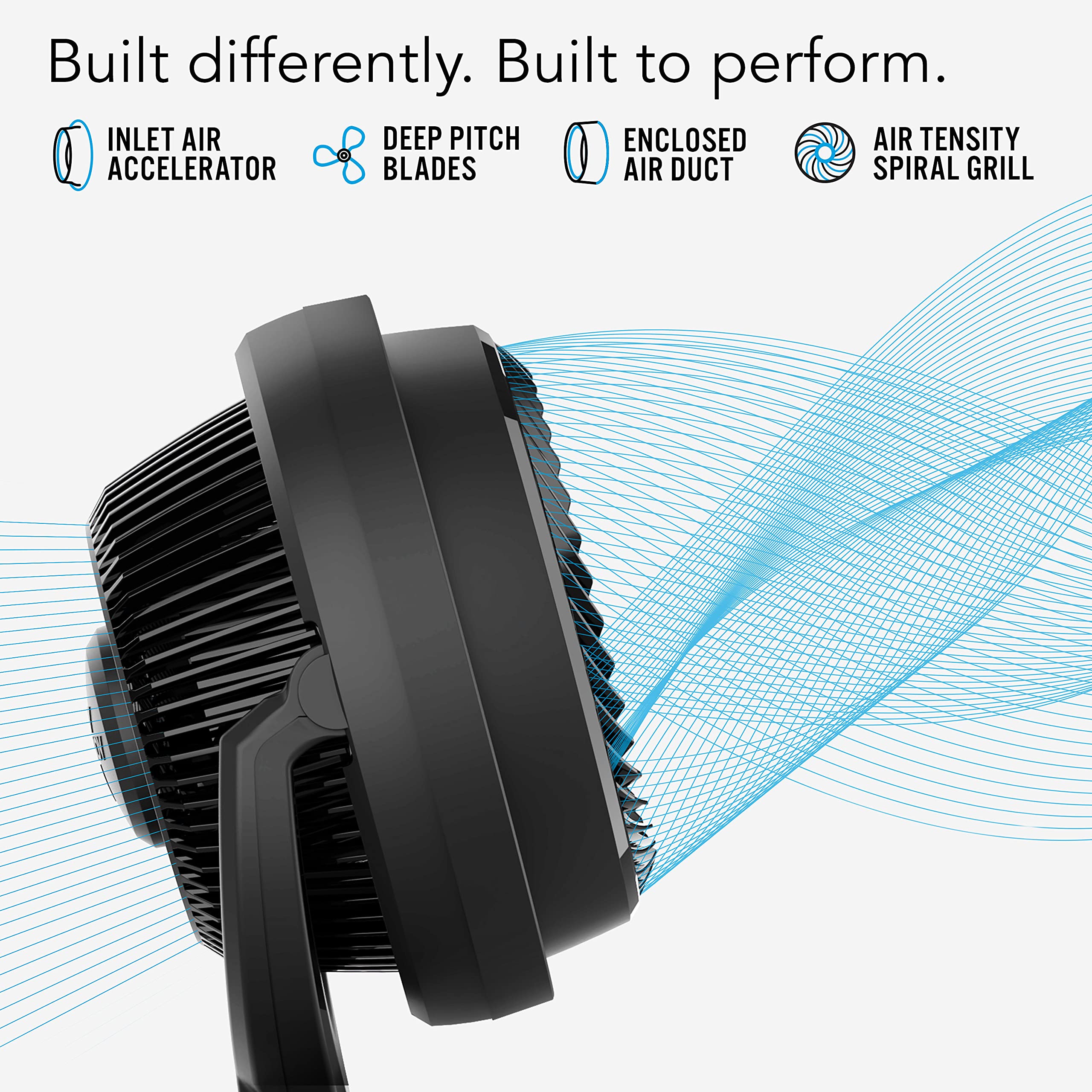 Vornado 602 Whole Room Air Circulator Pedestal Fan With 3 Speeds, Adjustable Height, Personal, Black