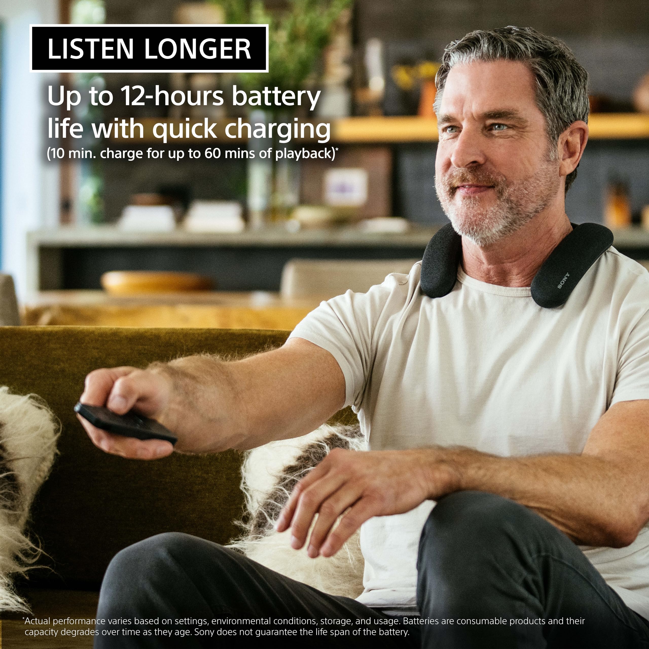 Sony BRAVIA Theater U Wireless Wearable TV Speaker with Bluetooth, Personalized Home Theater Audio, Gaming Compatibility, Built in mic, 12 Hour Battery Life, IPX4 Splash Resistant (HT AN7)