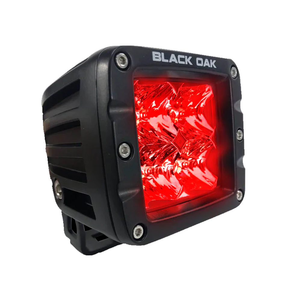 Black Oak 2'' Red Led Predator Hunting Pod Light - Flood Optics - Black Housing - Pro Series 3.0,WBAUVB0BSTXX371