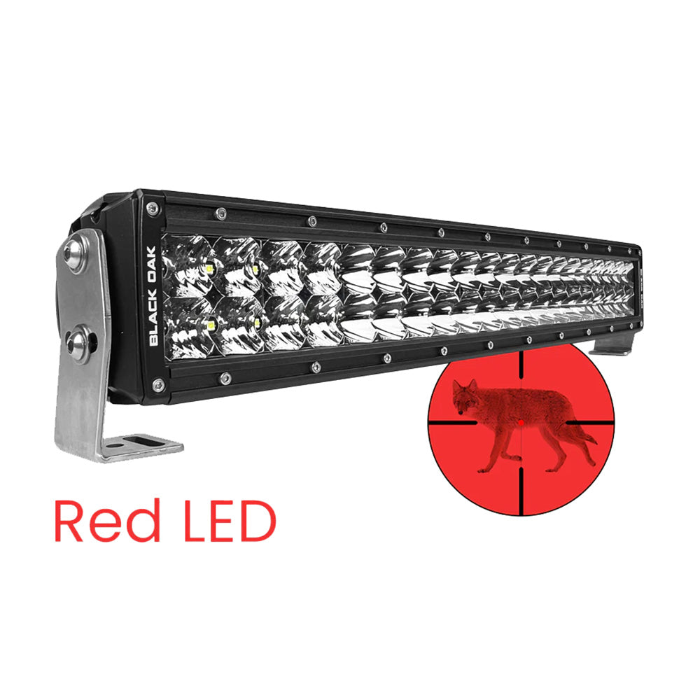 Black Oak 20'' Curved Double Row Red Led Predator Hunting Light Bar - Combo Optics - Black Housing - Pro Series 3.0,WBAUVB0BSTXV8NN