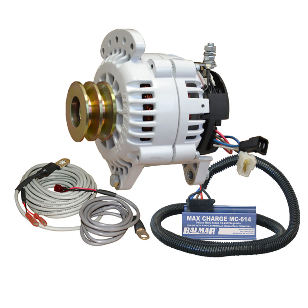 Balmar Alternator 100 Amp Kit 12V 3.15'' Dual Foot Saddle Dual Pulley Regulator &Amp; Temp Sensor,WBAUVB0BVDC62KJ