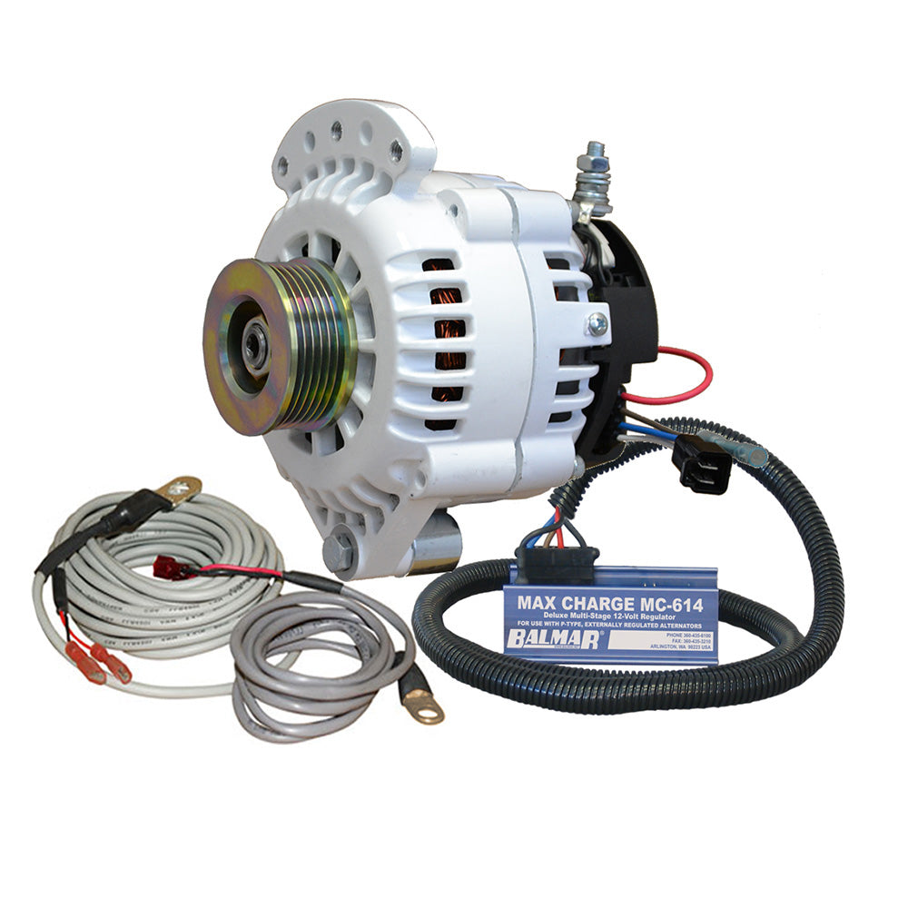 Balmar Alternator 100 Amp Kit 12V 1-2'' Single Foot Spindle Mount K6 Pulley Regulator &Amp; Temp Sensor,WBAUVB0BVD469RT