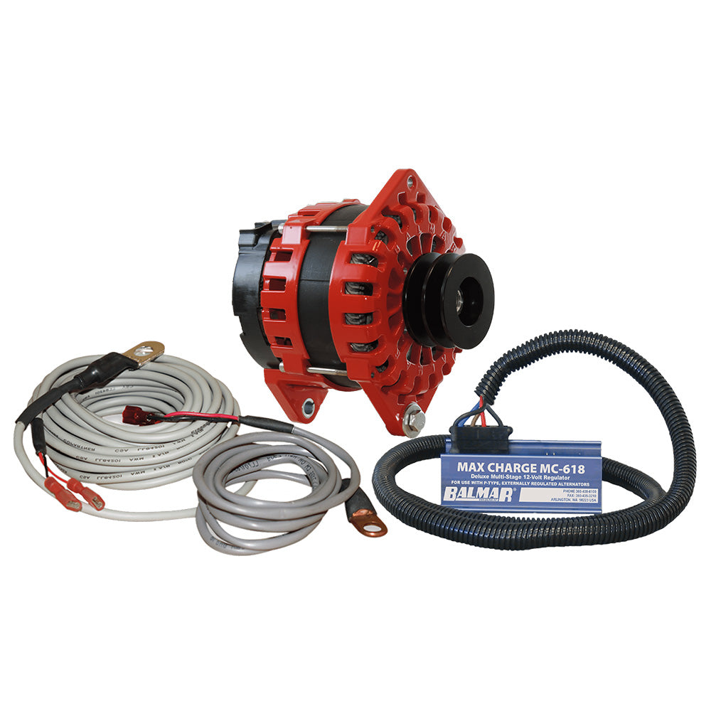 Balmar Alternator 250 Amp Kit 12V 3.15'' Dual Foot Saddle Dual Vee Pulley Regulator &Amp; Temp Sensor,WBAUVB0B5ZZ36S5