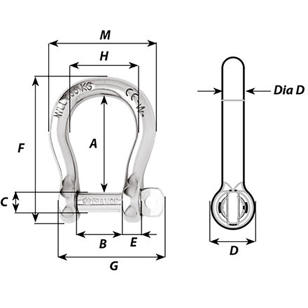 Wichard Not Self-Locking Bow Shackle - 20Mm Diameter - 25/32'',WBAUVB084GKT8LS