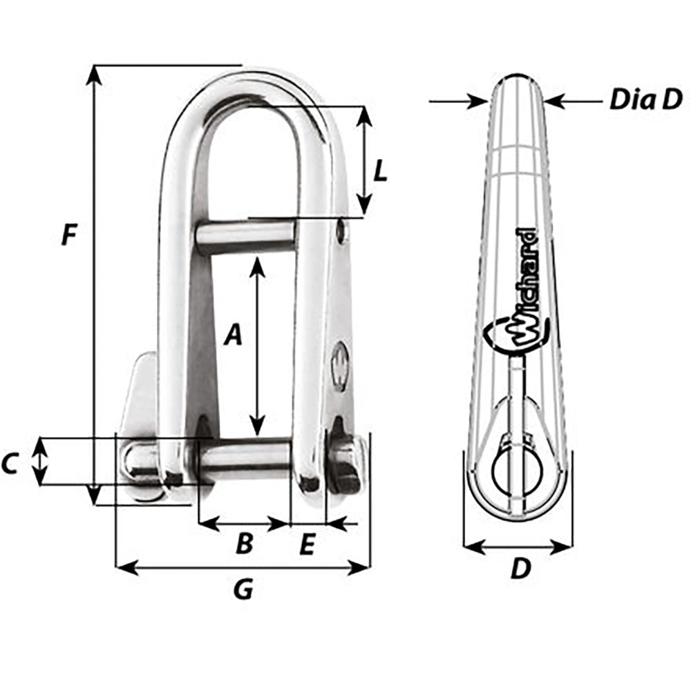 Wichard Hr Key Pin Shackle With Bar - 5Mm Pin Diameter,WBAUVA001346641