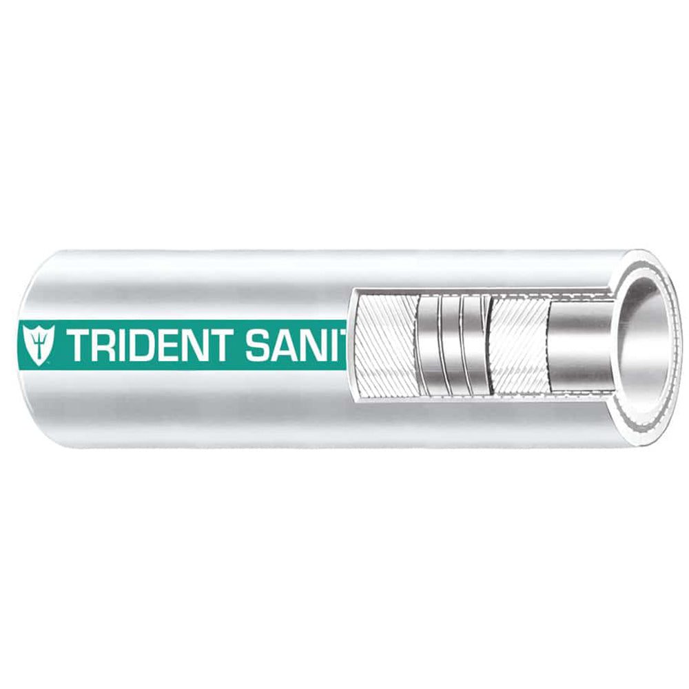 Trident Marine 1-1/2 x 50' Coil Premium Marine Sanitation Hose - White w/Green Stripe